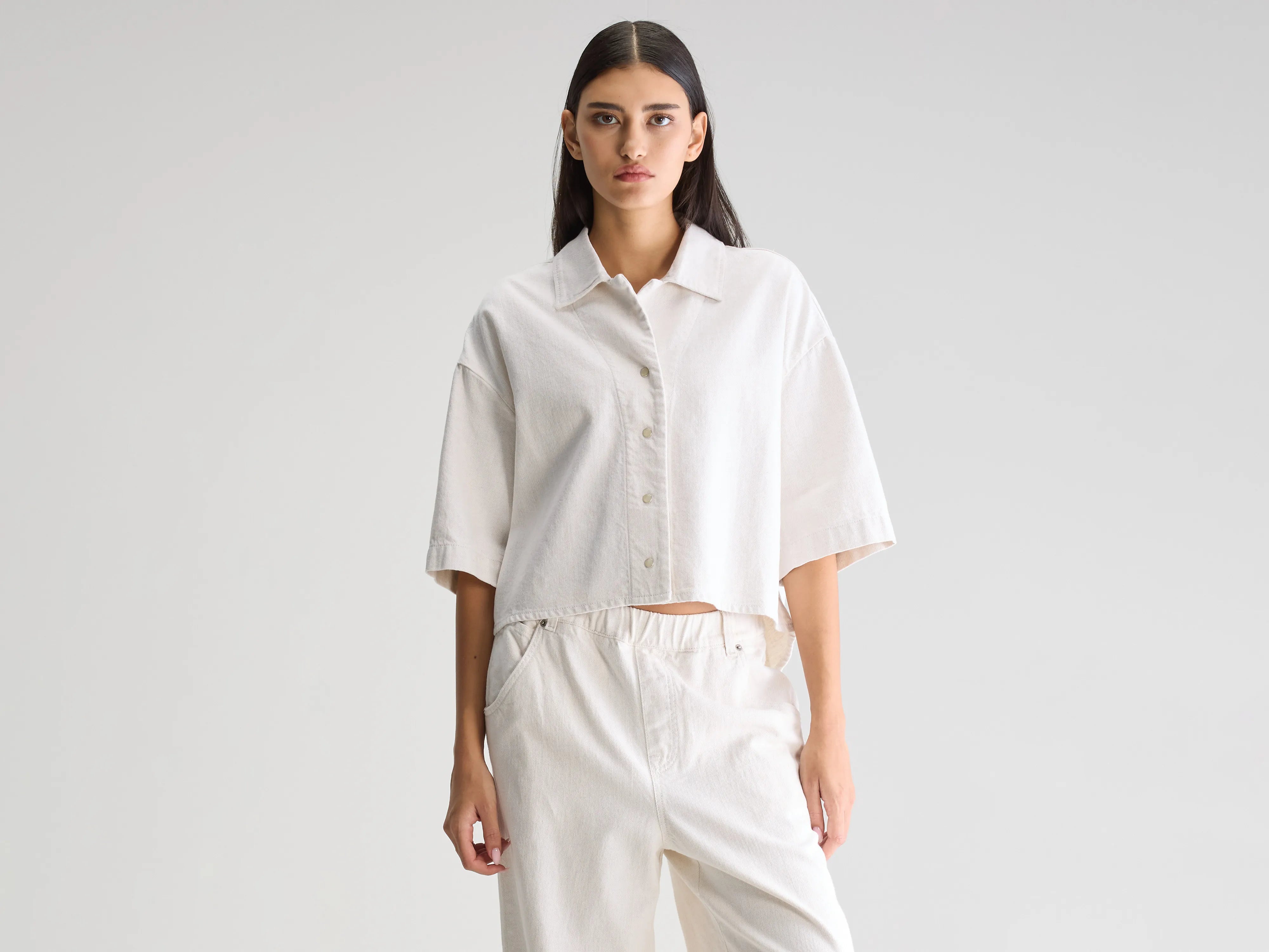 Chemise courte en denim Pool (251 / W / VINTAGE WHITE)