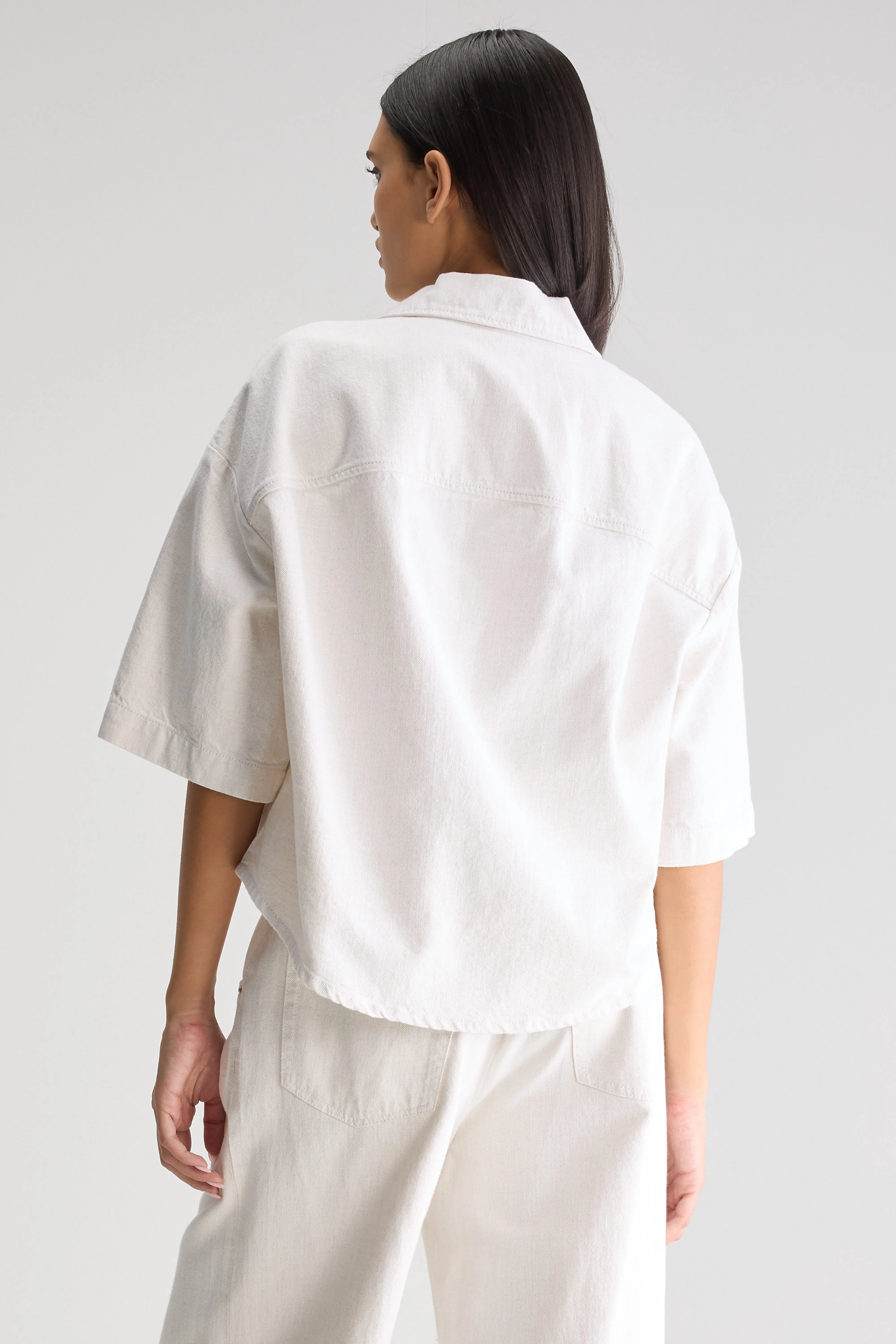 Pool Denim Cropped Shirt - Vintage white For Women | Bellerose