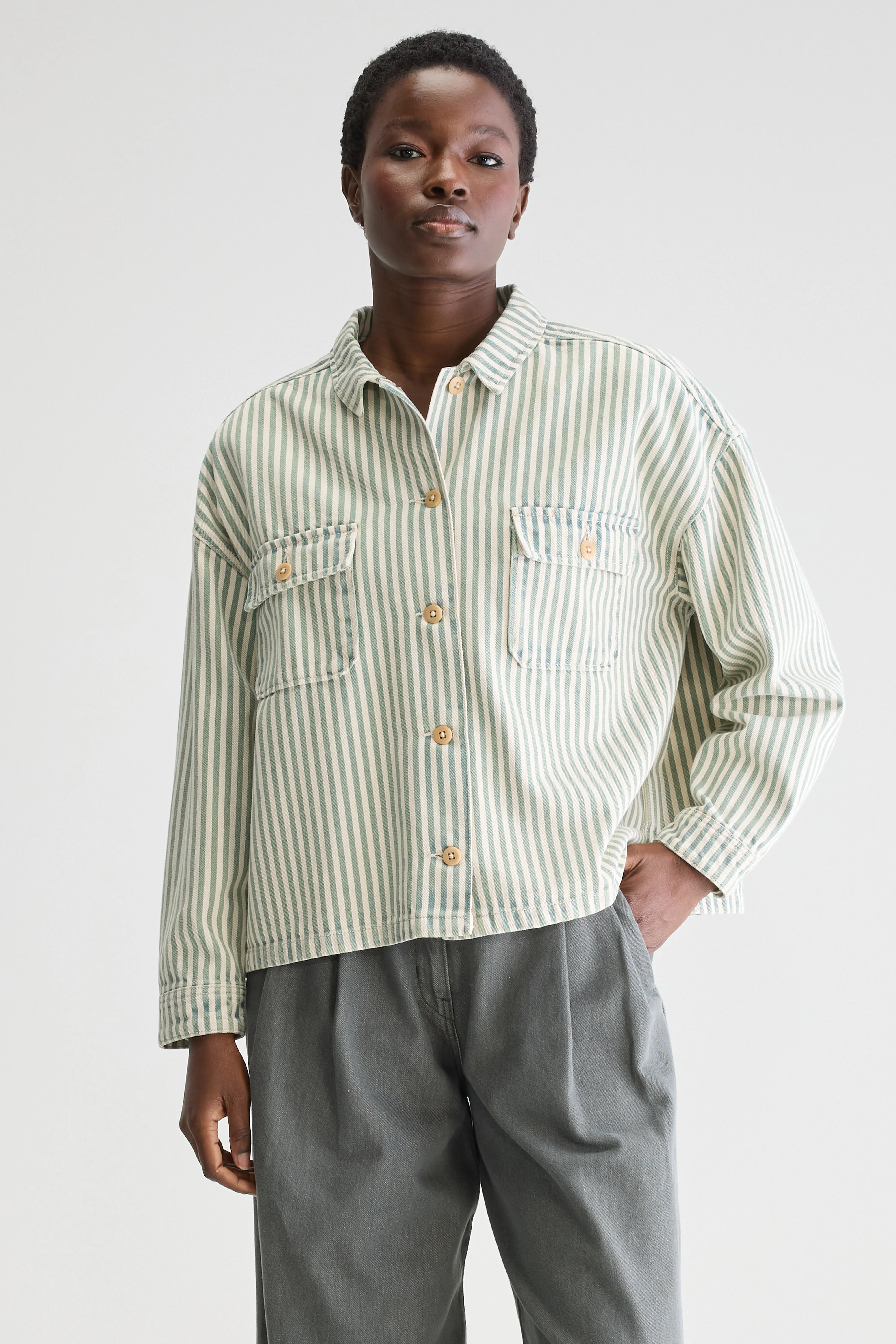 Parrish Striped Overshirt - Liane / Seafoam For Women | Bellerose