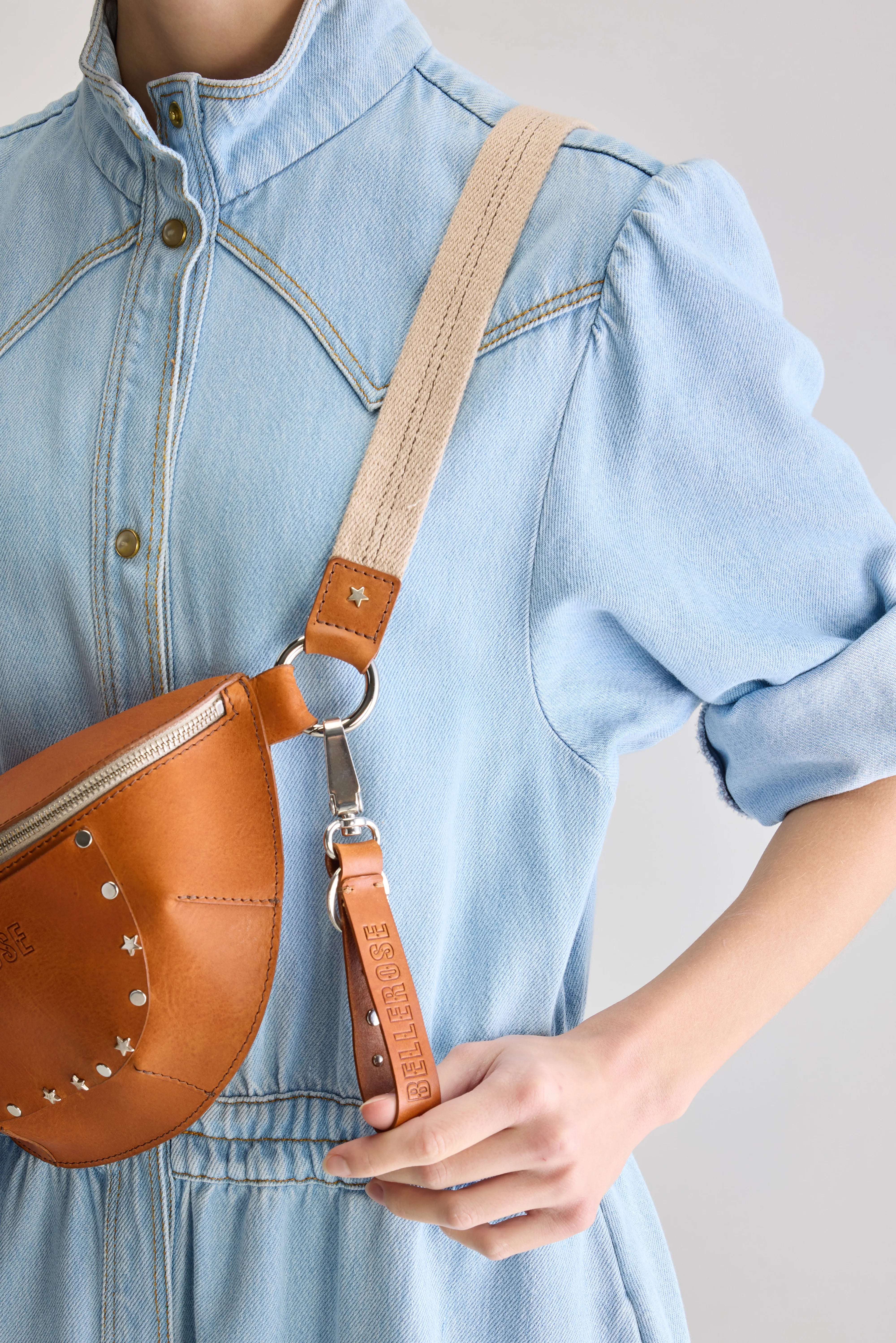Porte-clés en cuir Saney (251 / W / COGNAC)