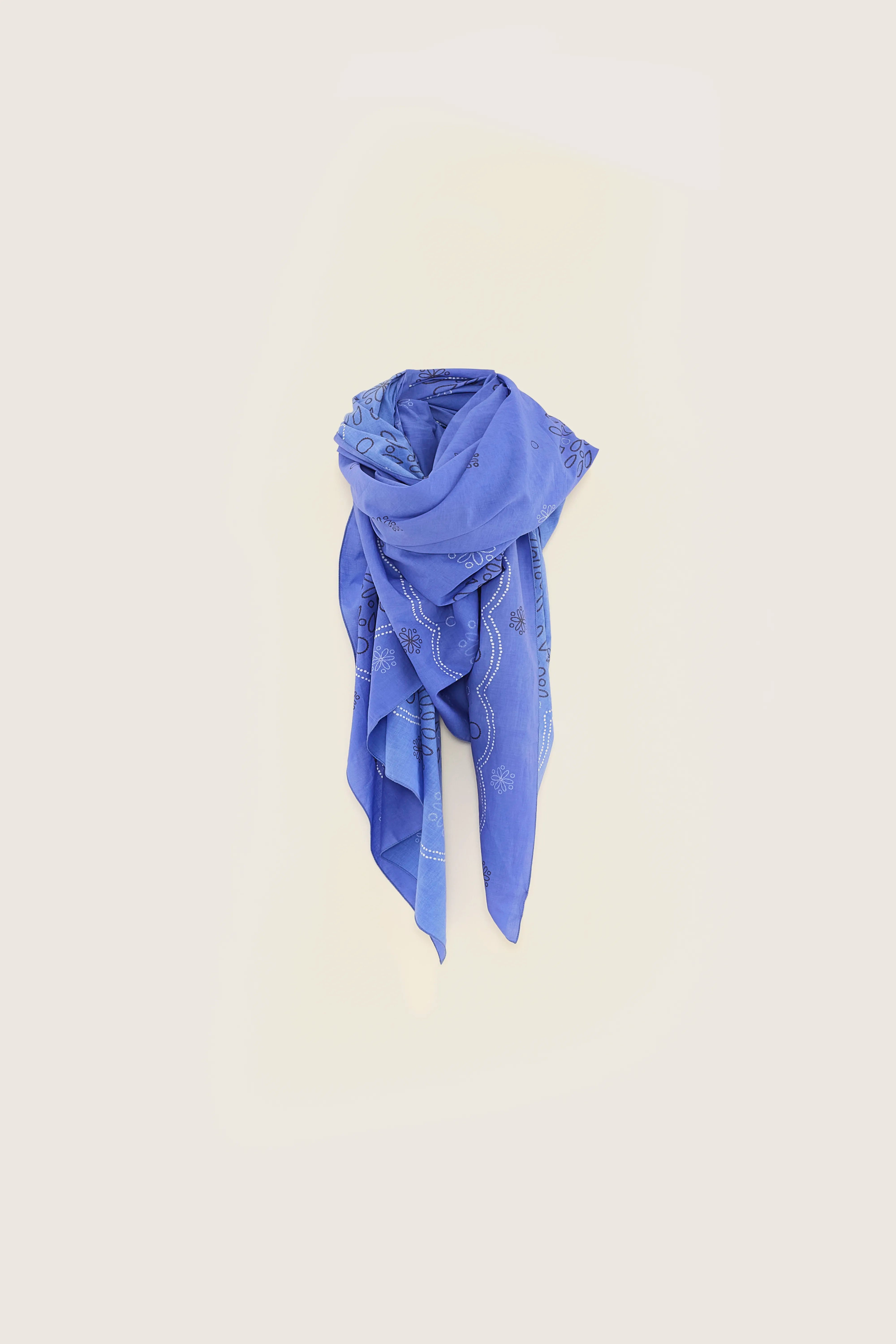 Sanapy Summer Scarf - Black / Iris bloom / White For Women | Bellerose