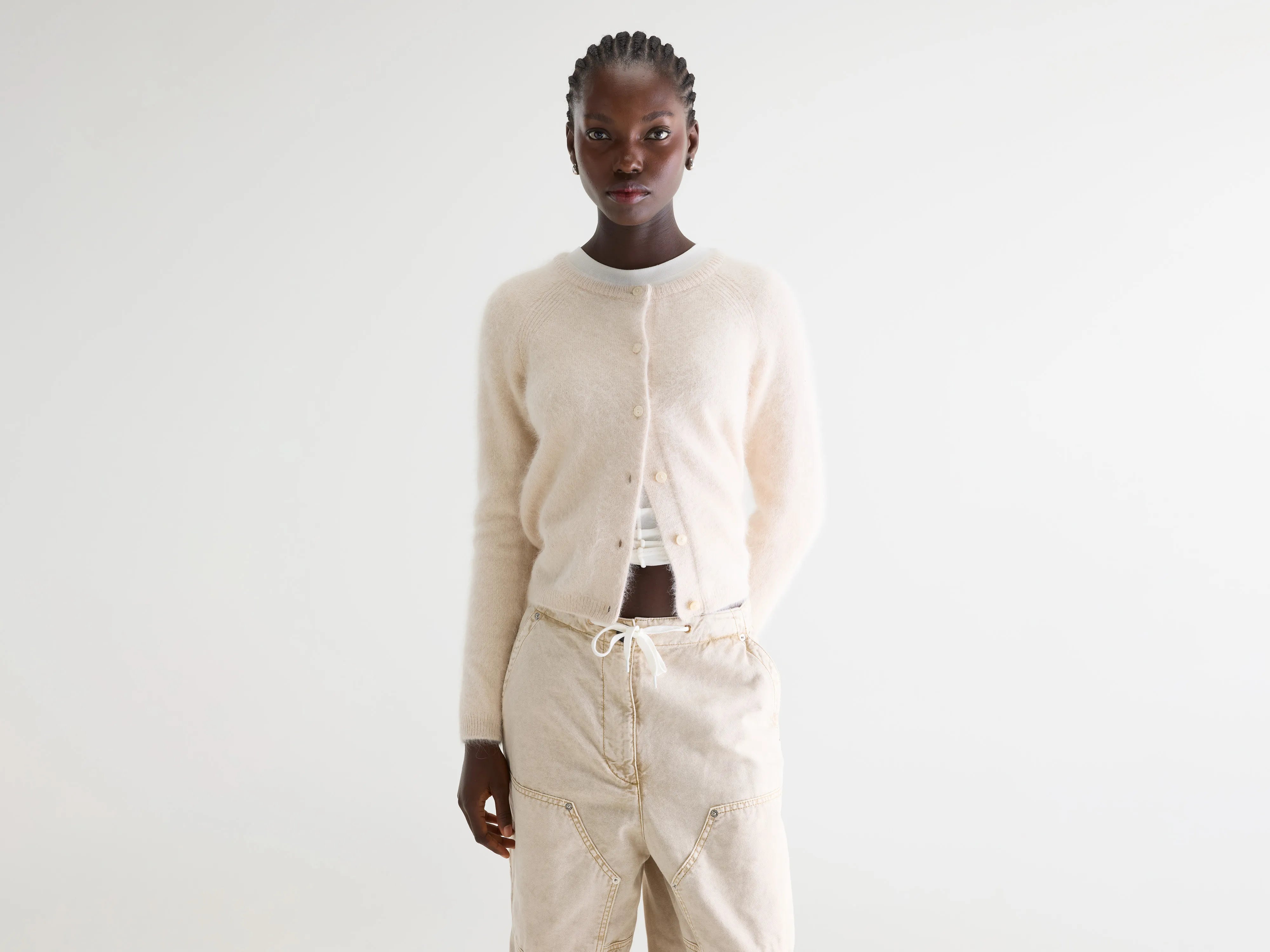 Cardigan en angora Datair (252 / W / PARCHEMIN)