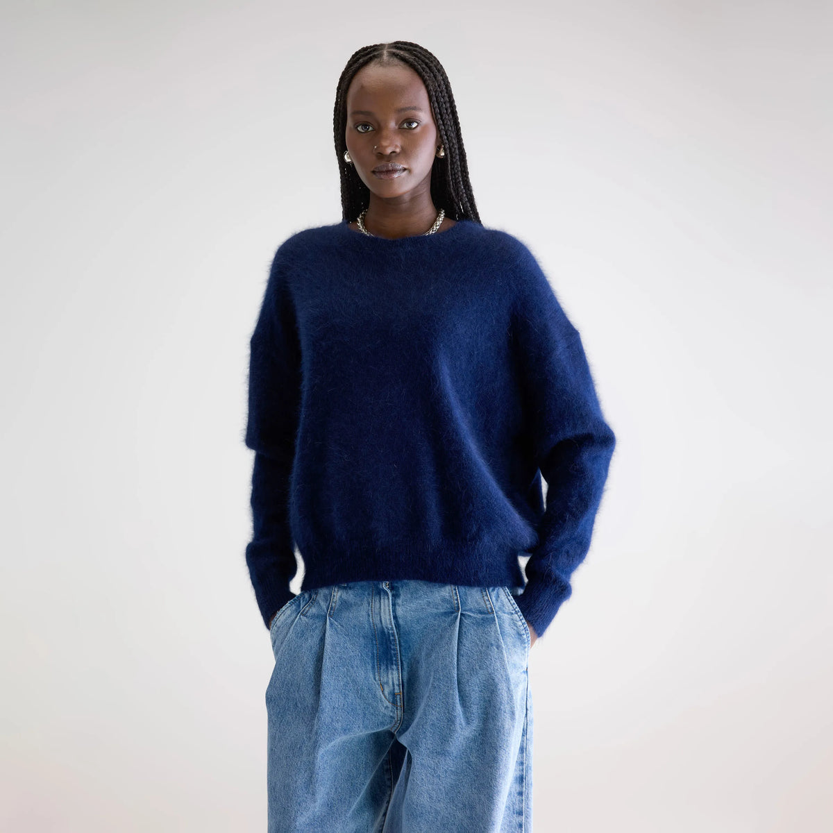 ブルーフォックス100% ロイヤルブルーニット ブルーフォックス100％モックネックプルオーバー（セーター）』 ミセス