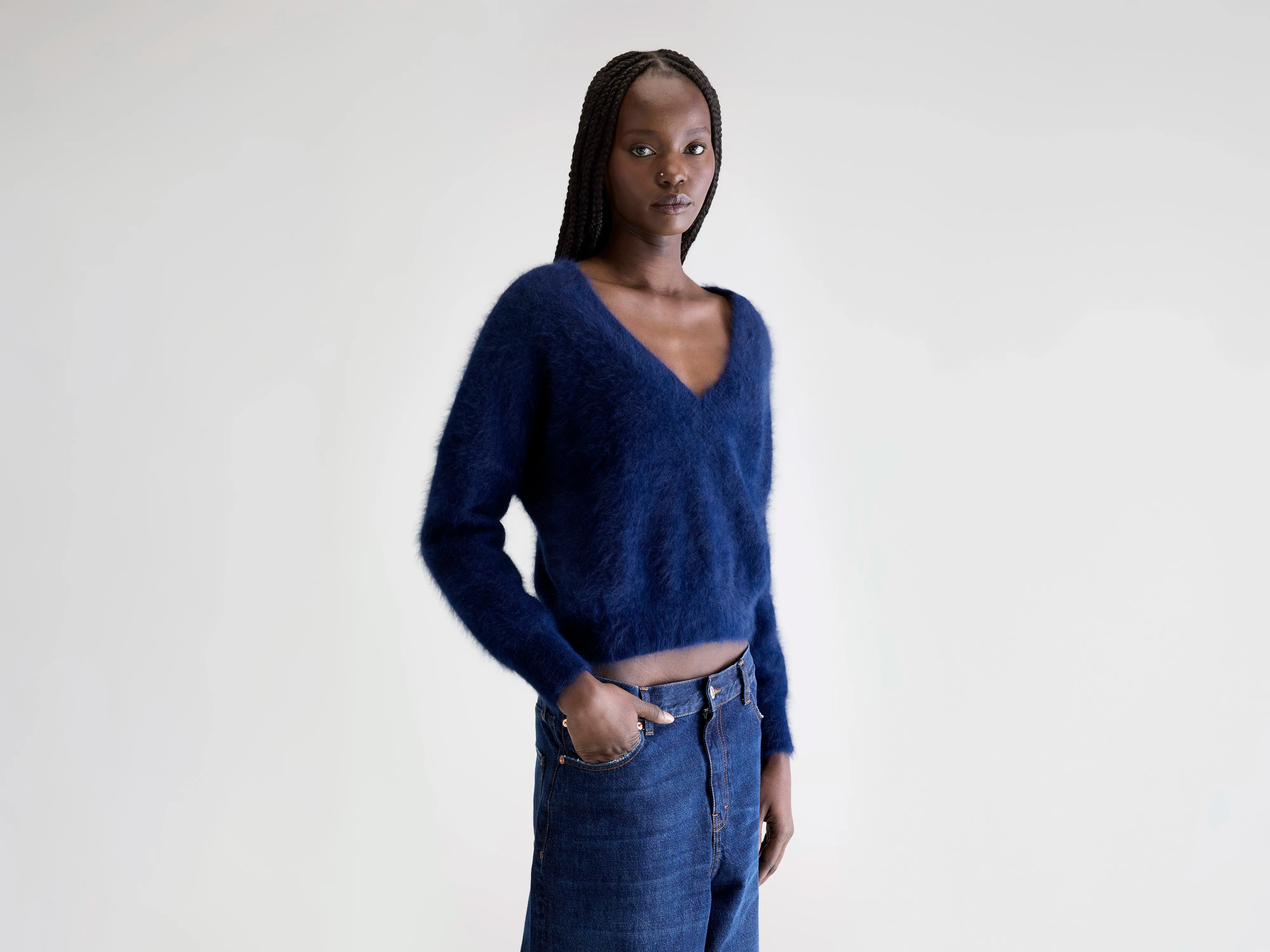 Datev angora-blend sweater (252 / W / NAVY)