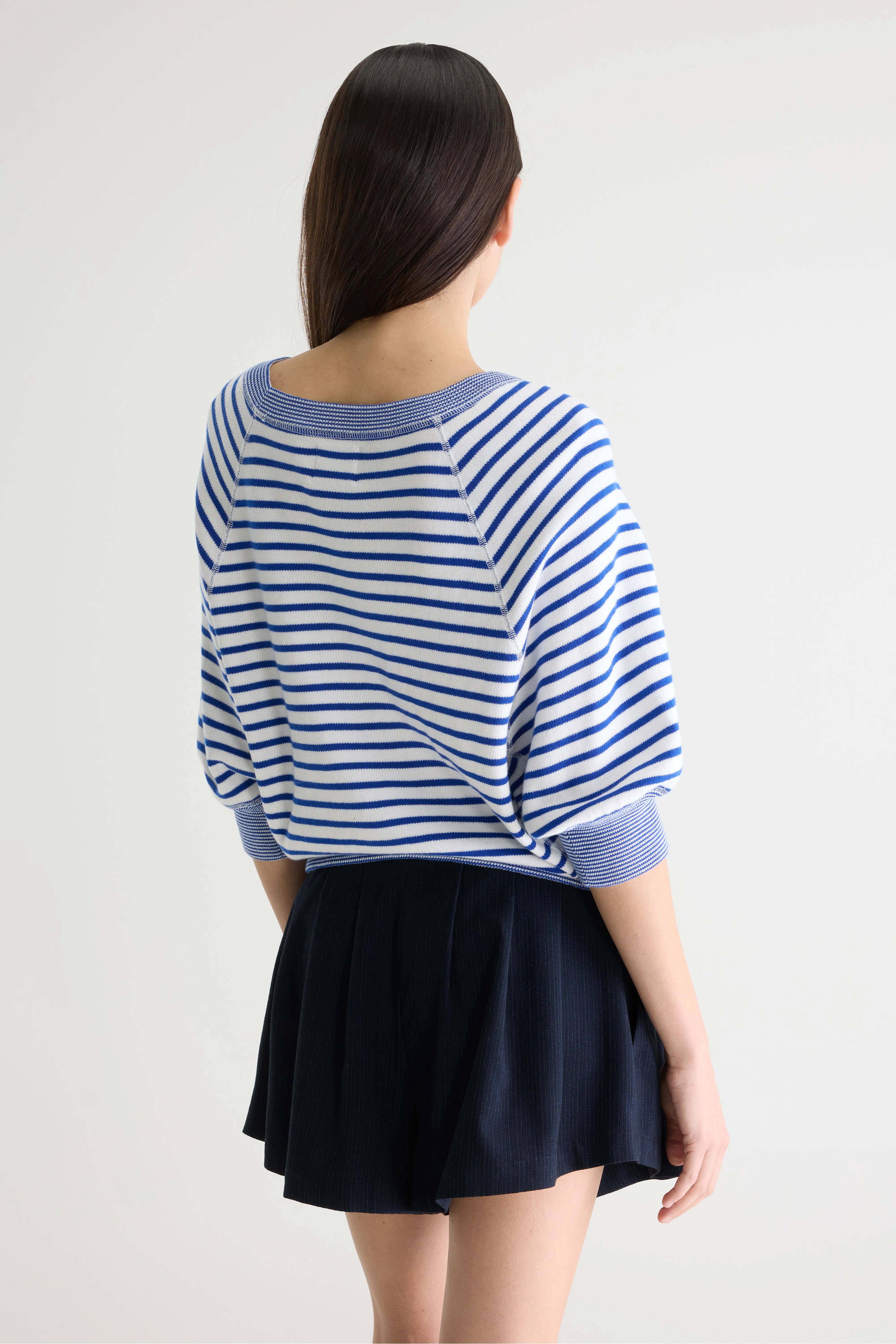 Pull Col Rond À Rayures Bleues Anglet - Gitane / Vintage white Pour Femme | Bellerose