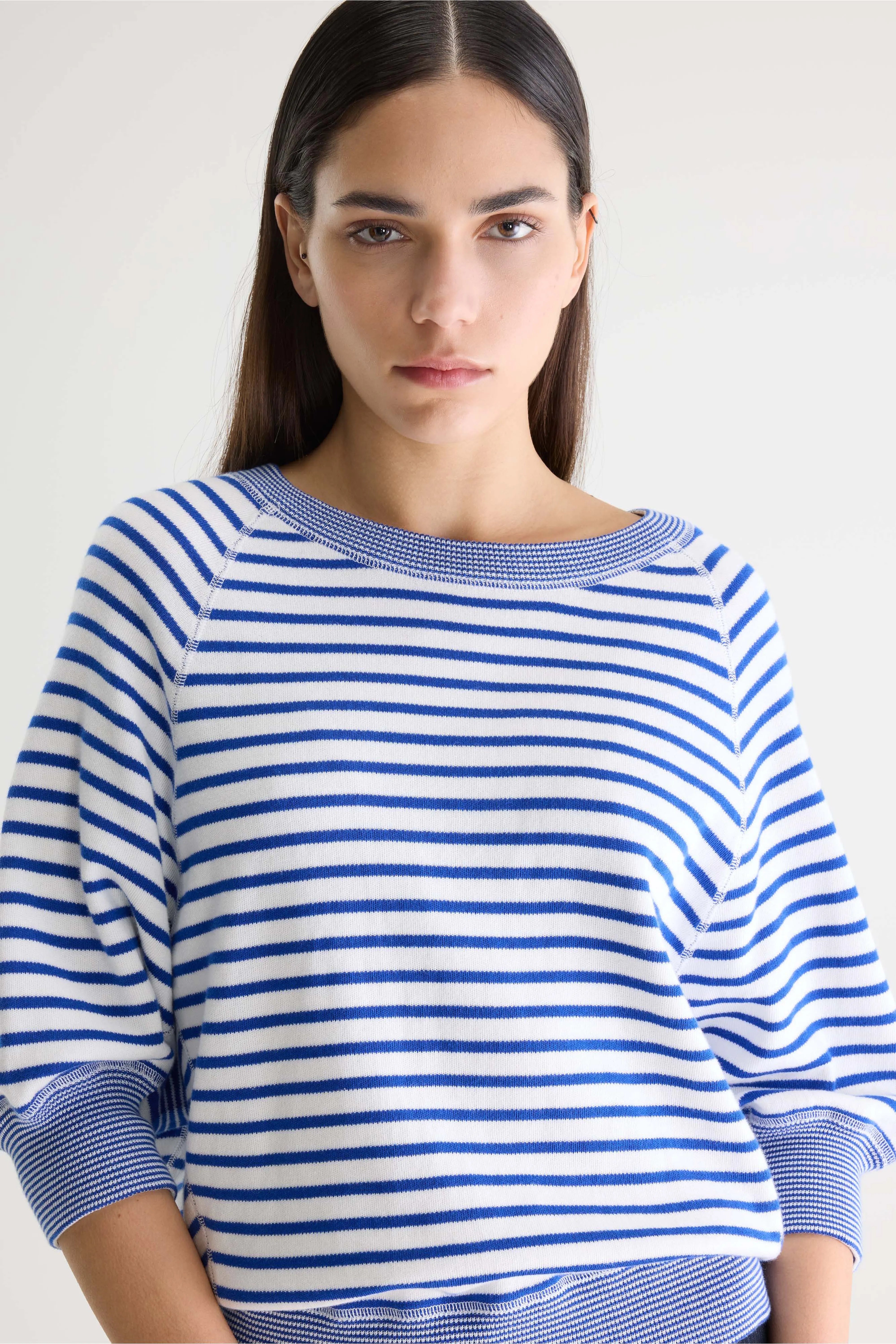 Pull Col Rond À Rayures Bleues Anglet - Gitane / Vintage white Pour Femme | Bellerose