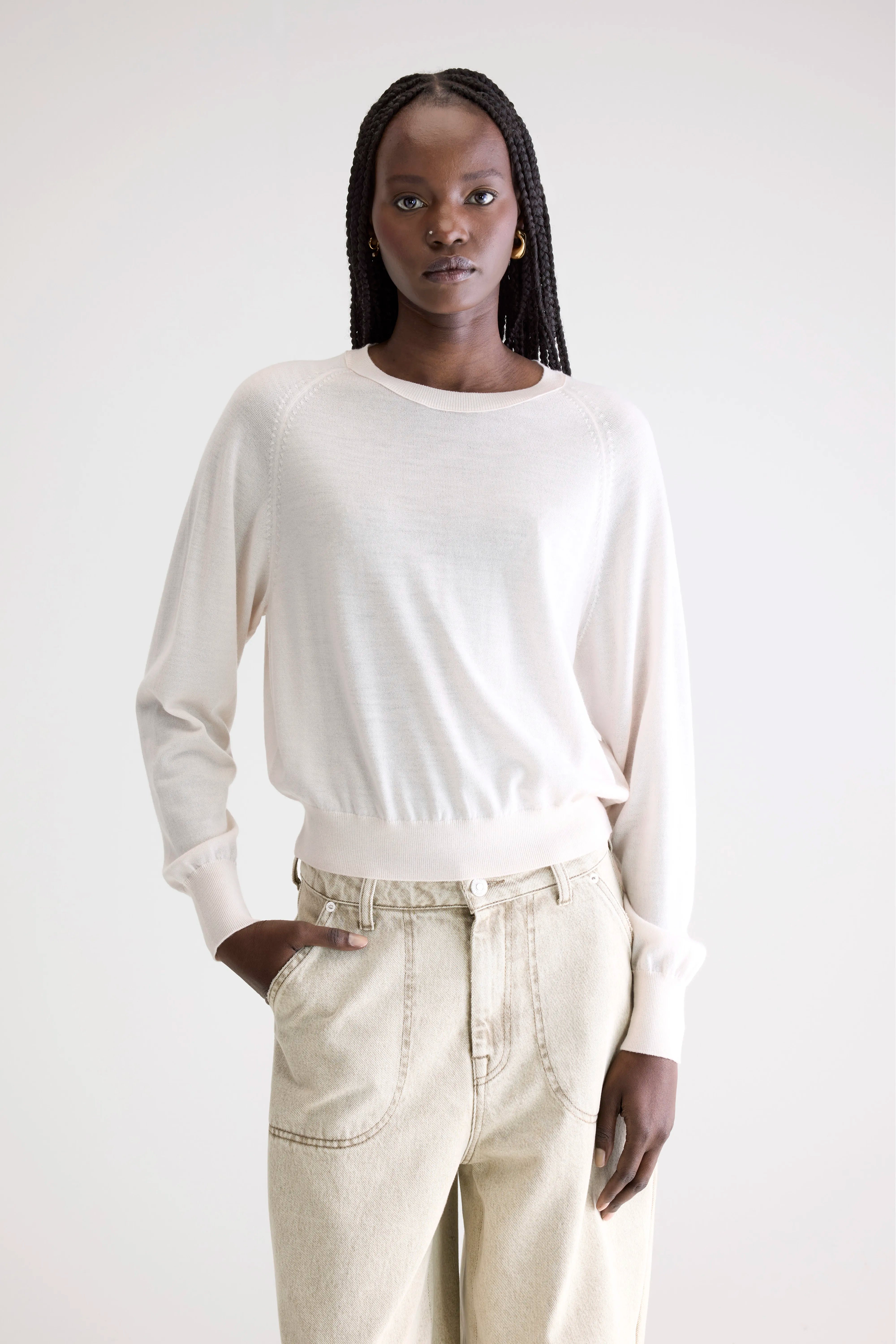 Delen Classic Crewneck Sweater - Ivory For Women | Bellerose