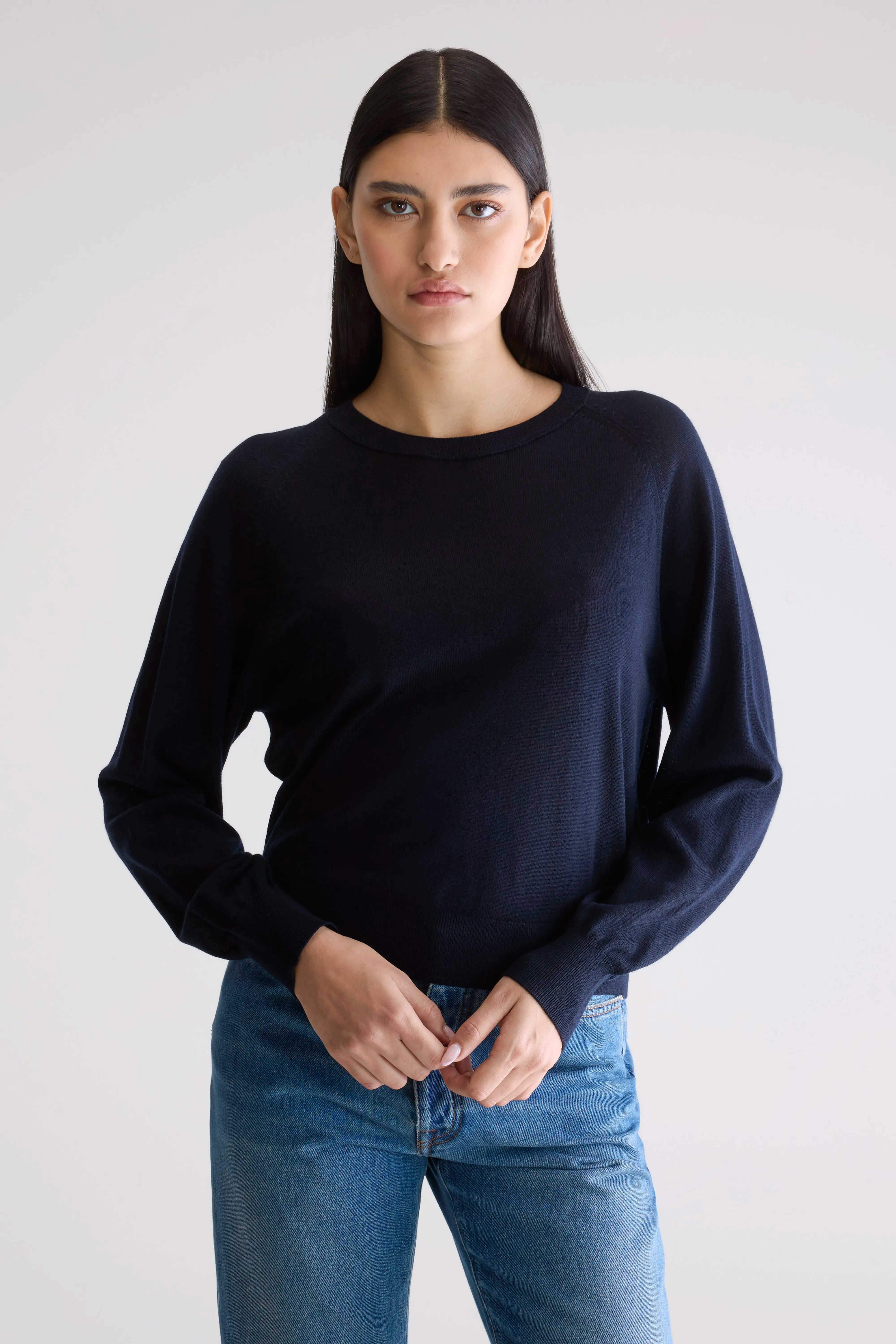 Delen Classic Crewneck Sweater - Navy For Women | Bellerose