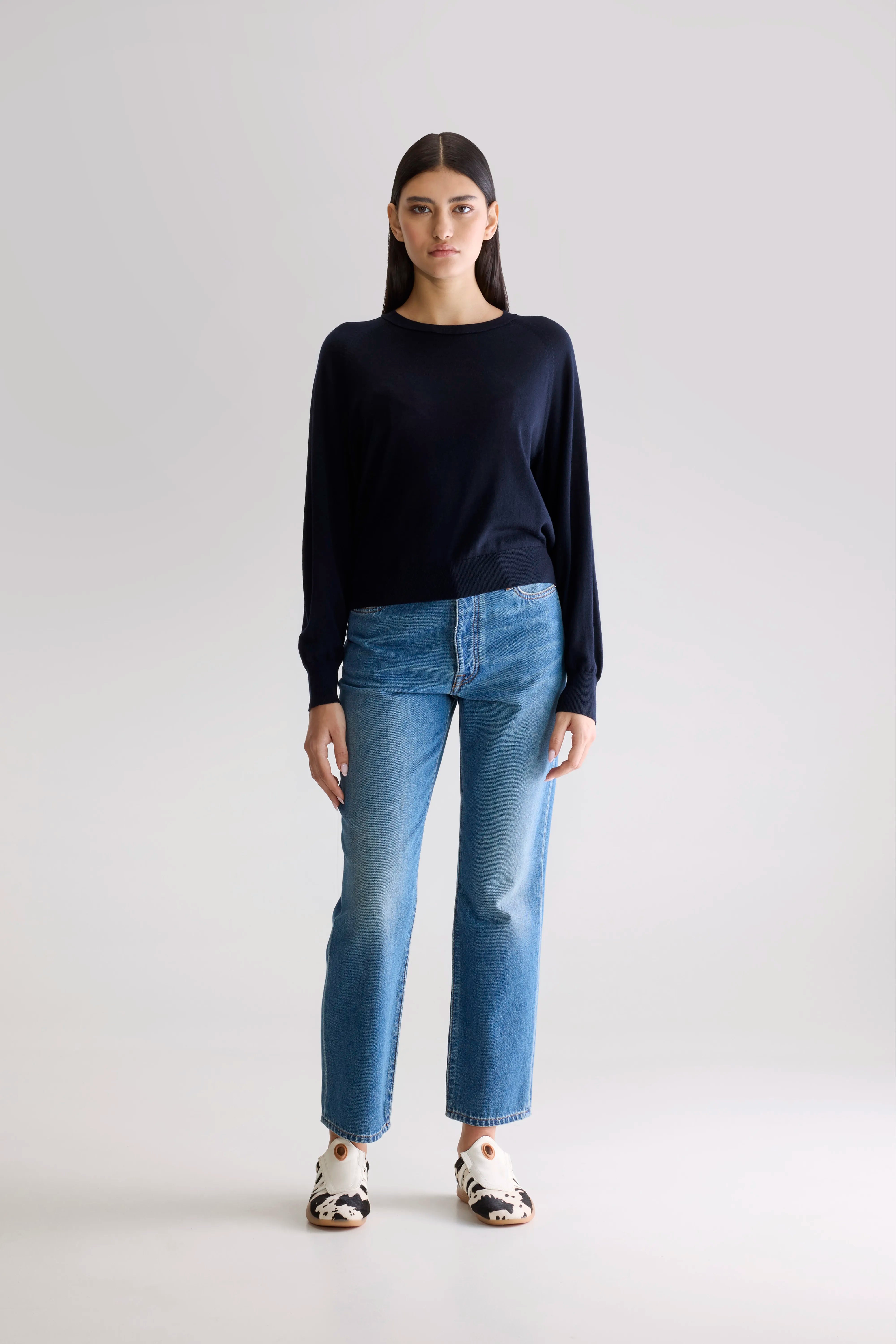 Delen Classic Crewneck Sweater - Navy For Women | Bellerose