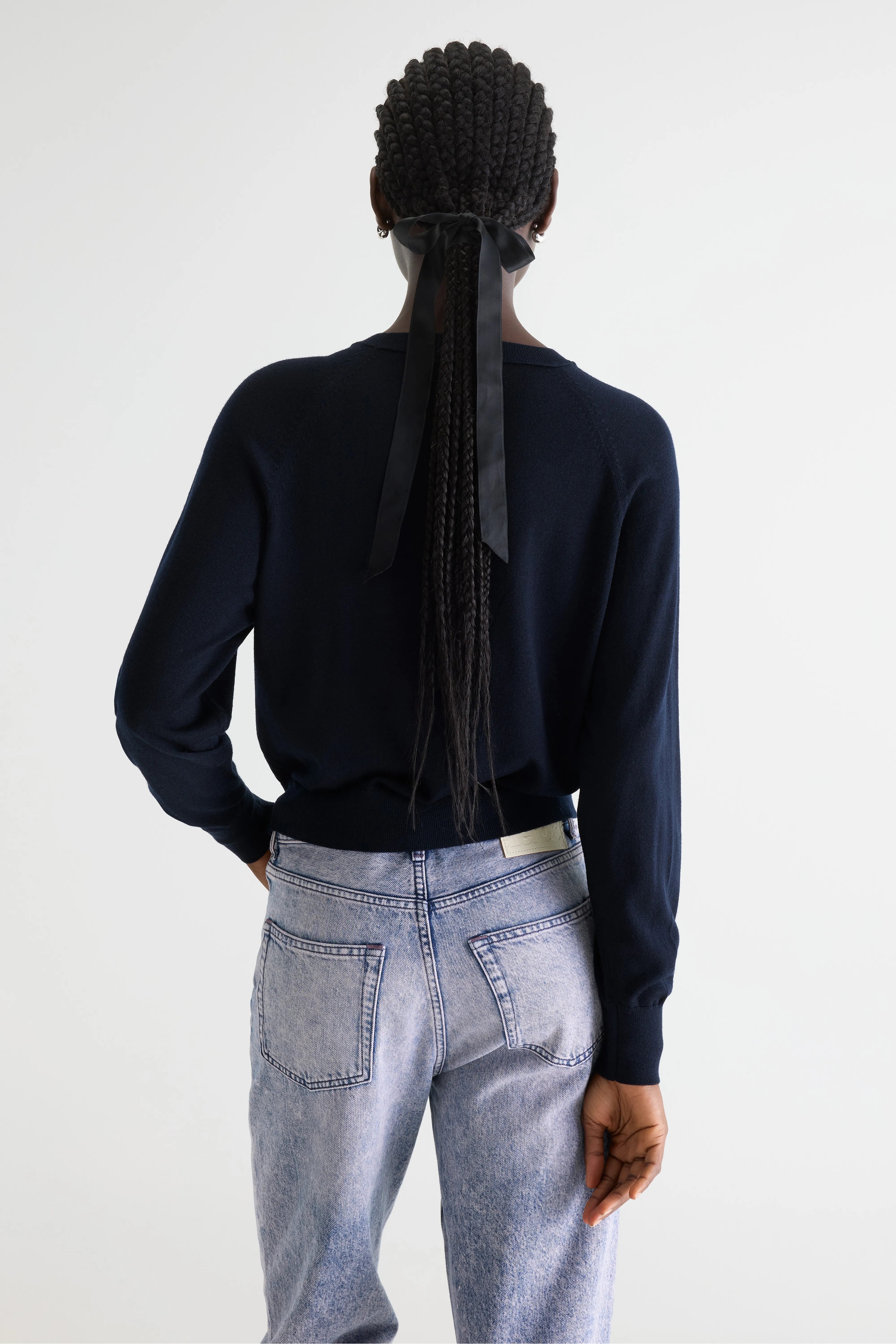 Delen klassieke blauwe trui met ronde hals (252 / W / NAVY)
