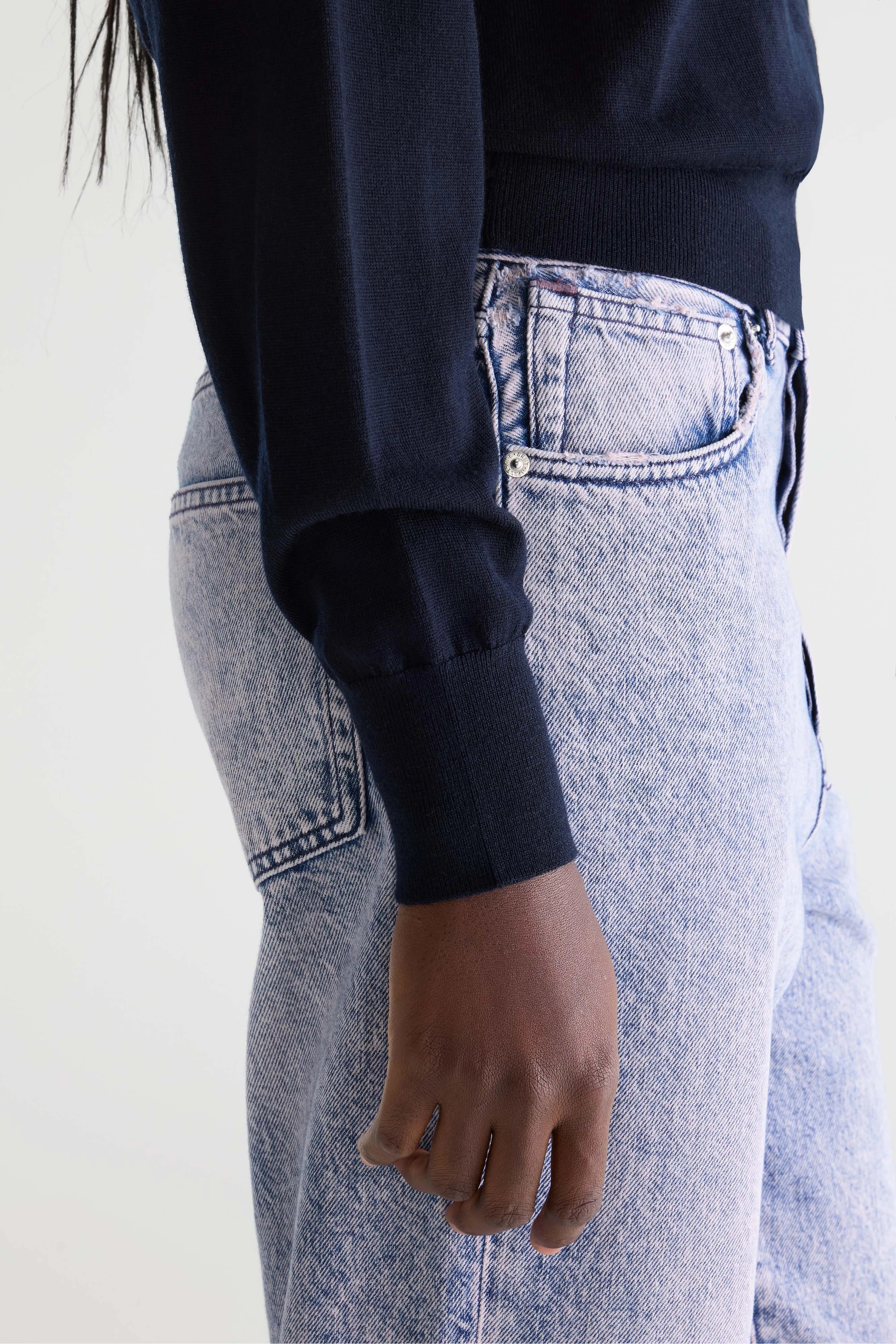 Delen klassieke blauwe trui met ronde hals (252 / W / NAVY)