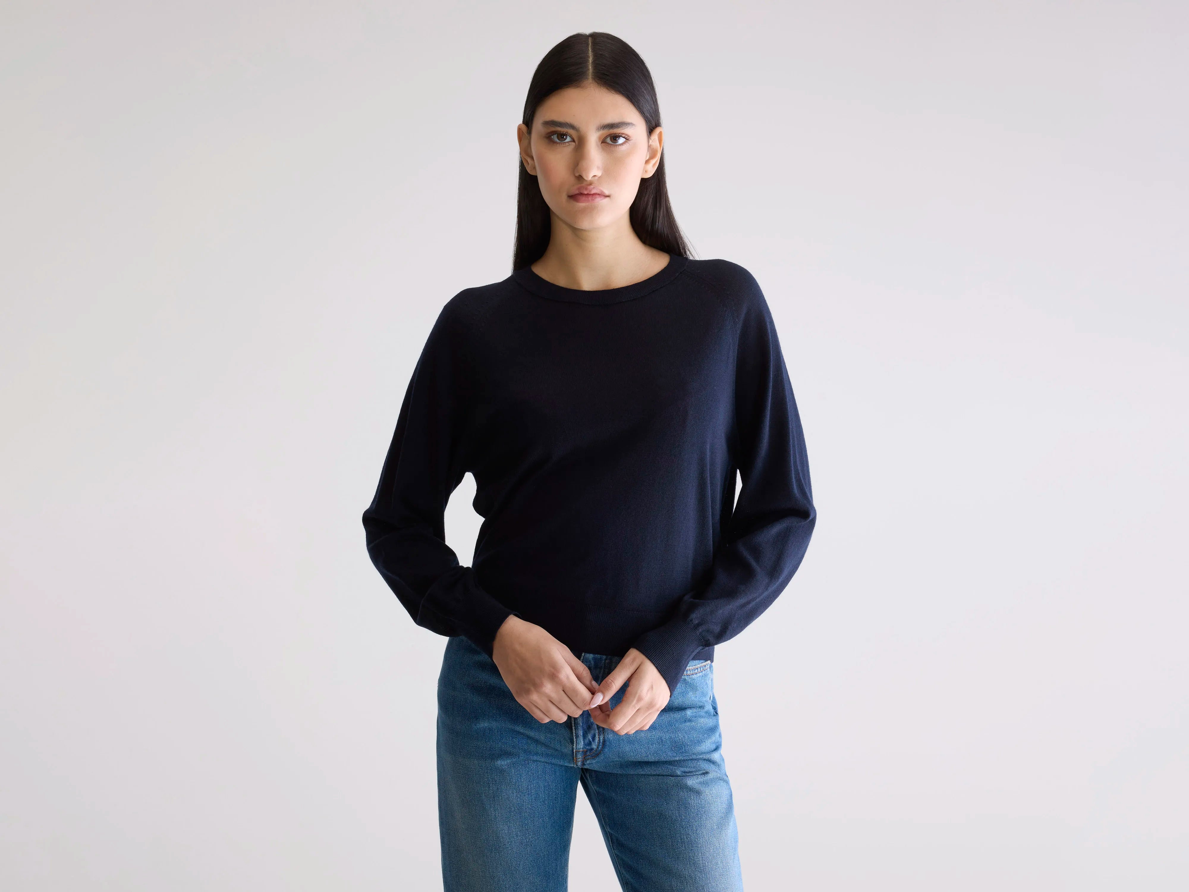 Delen classic crewneck sweater (252 / W / NAVY)