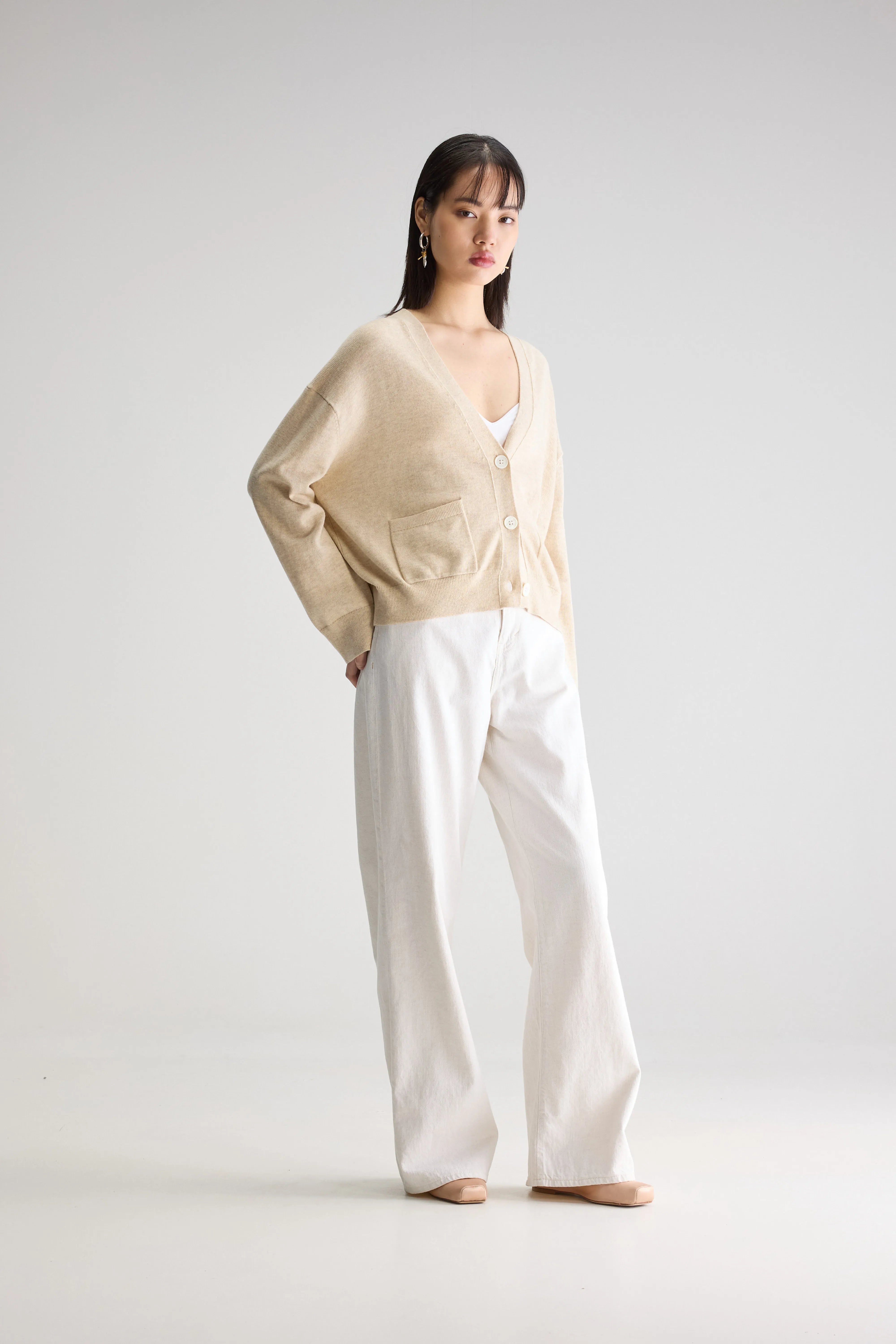 Gakkin Cardigan Met V-hals - Macadamia / Oatmeal Voor Dames | Bellerose