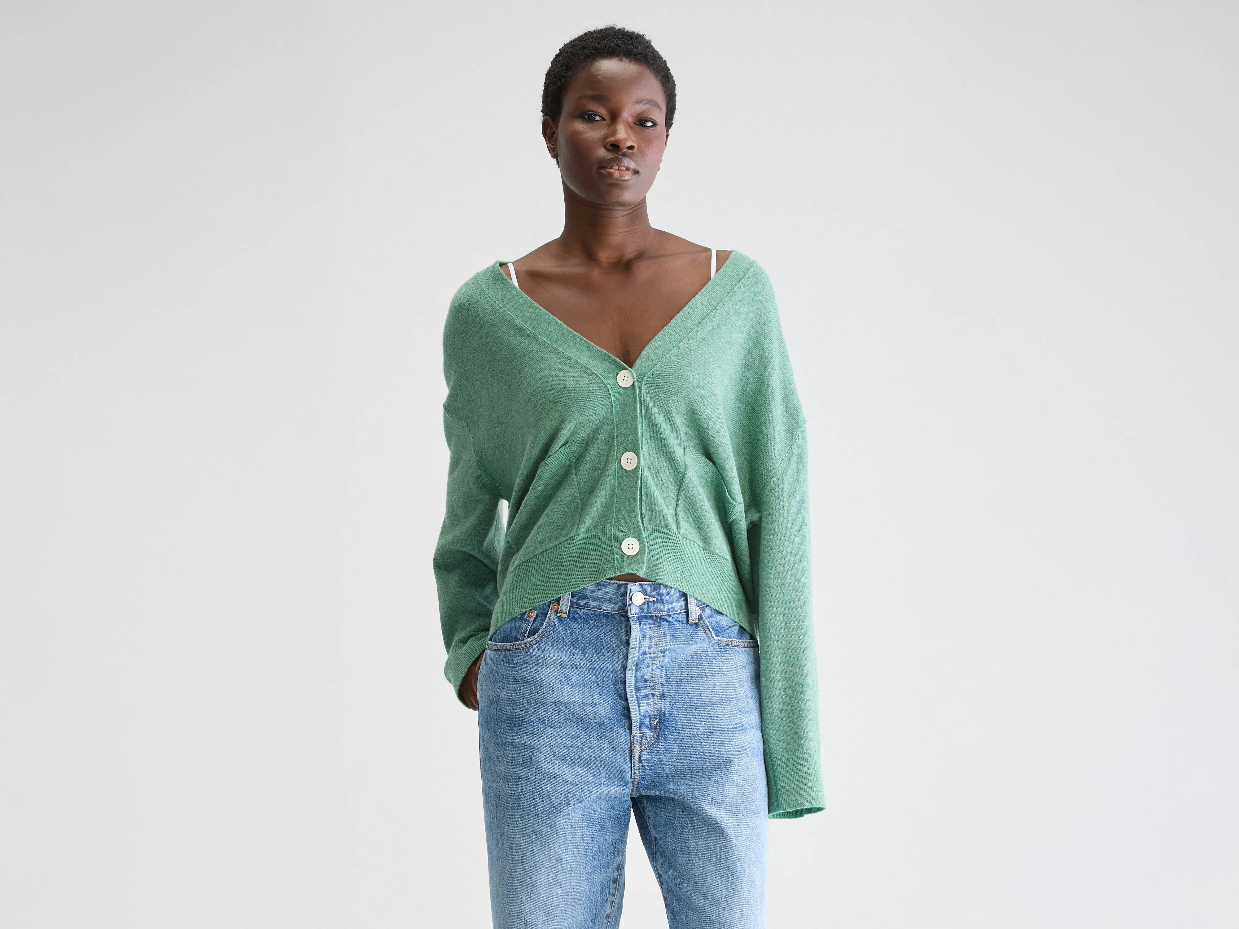 Gakkin cardigan met v-hals (251 / W / PRAIRIE)