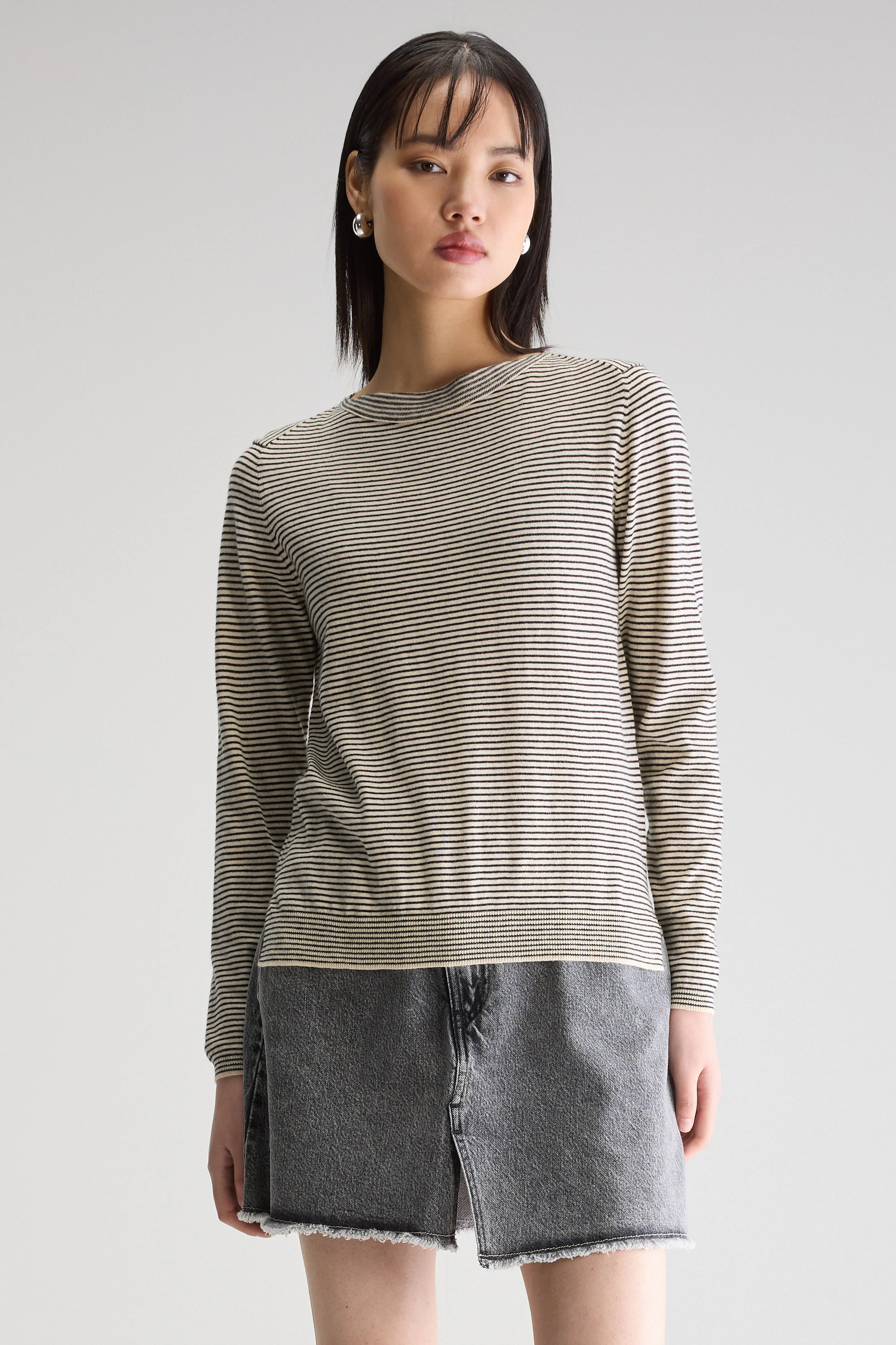 Pull Col Bateau Gop - Milk / Off black Pour Femme | Bellerose