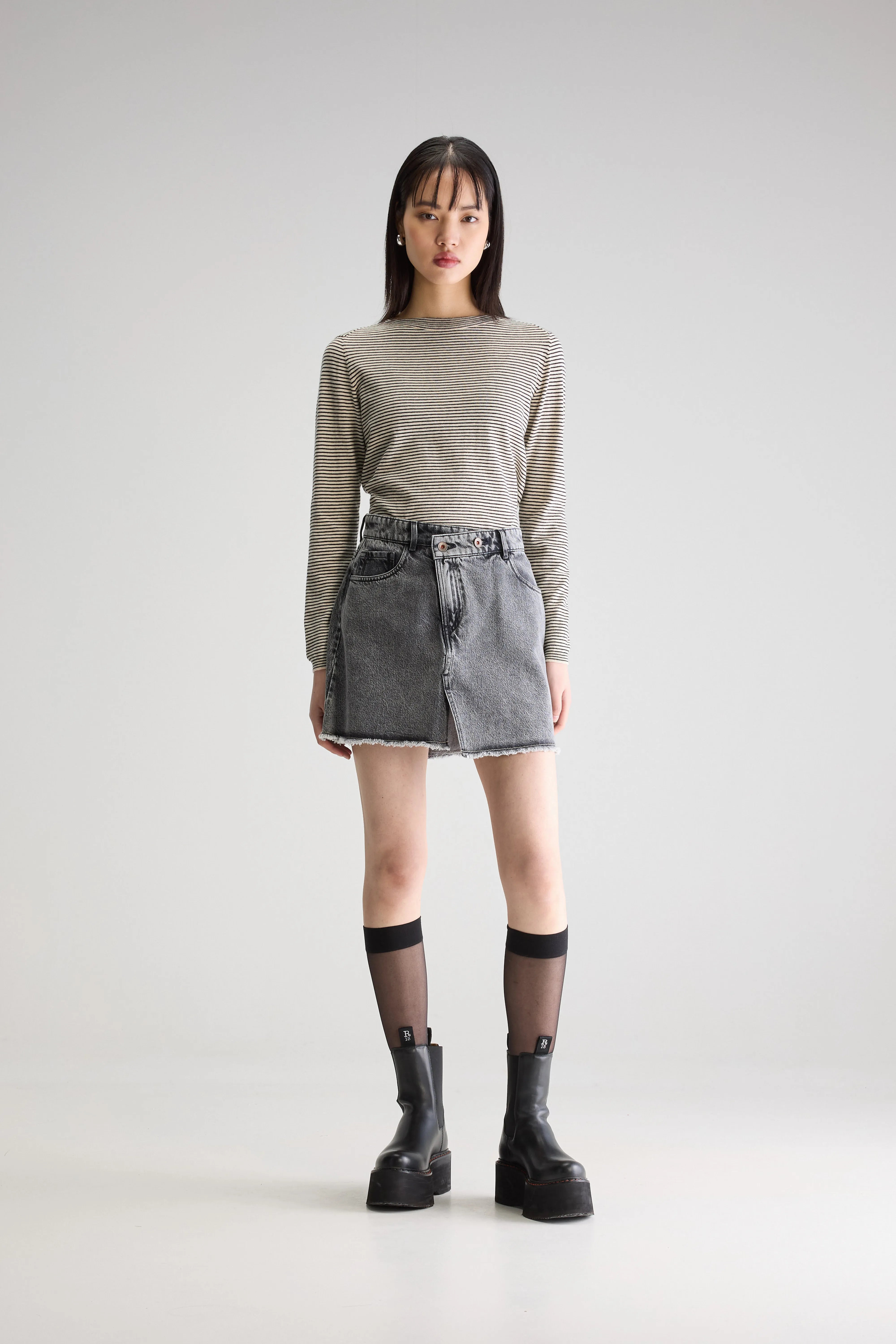 Gop Boatneck Sweater - Milk / Off black For Women | Bellerose