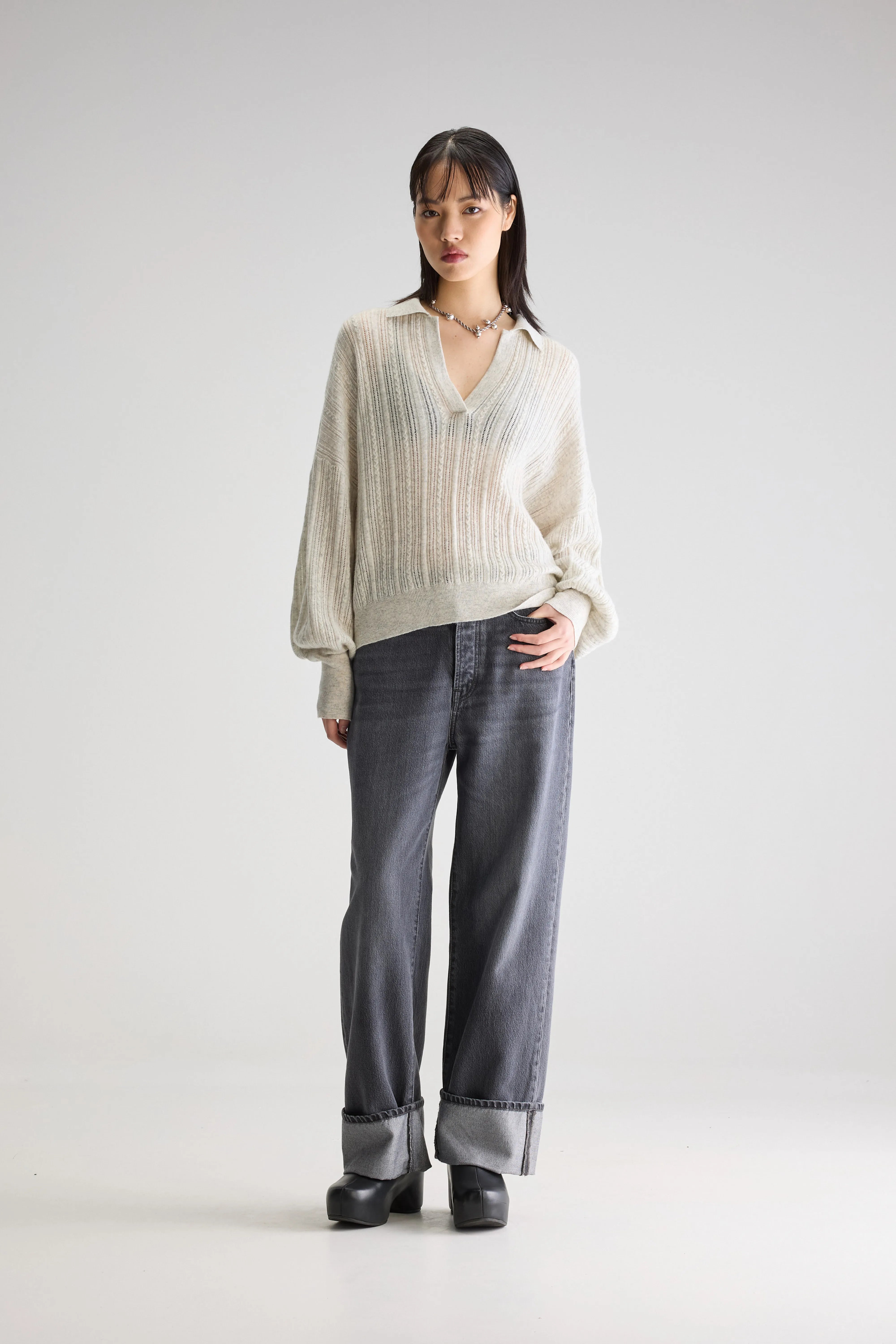 Aummi Polo-collar Sweater - Oyster For Women | Bellerose