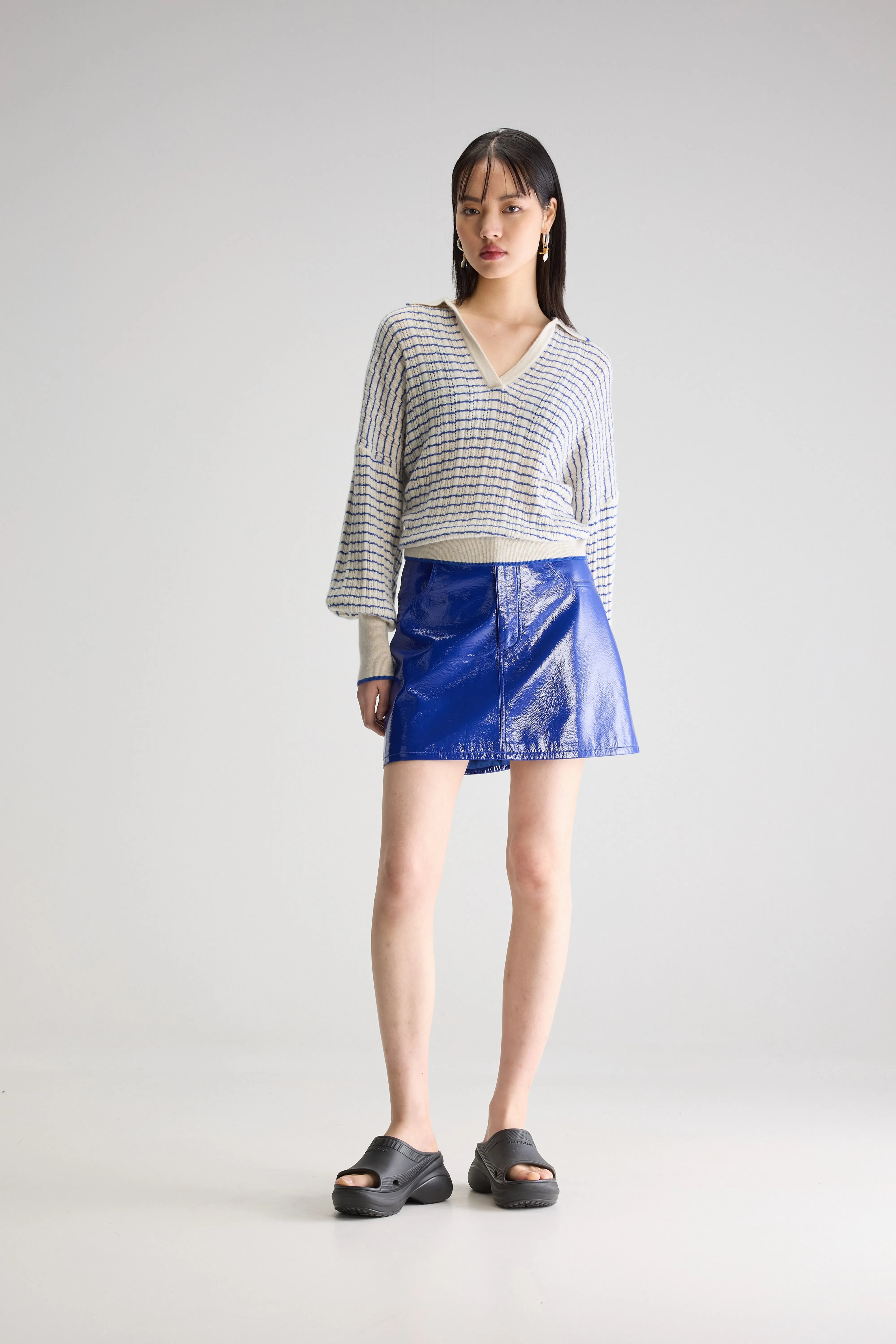 Aummi Polo-collar Sweater - Calcaire / Lazuli For Women | Bellerose