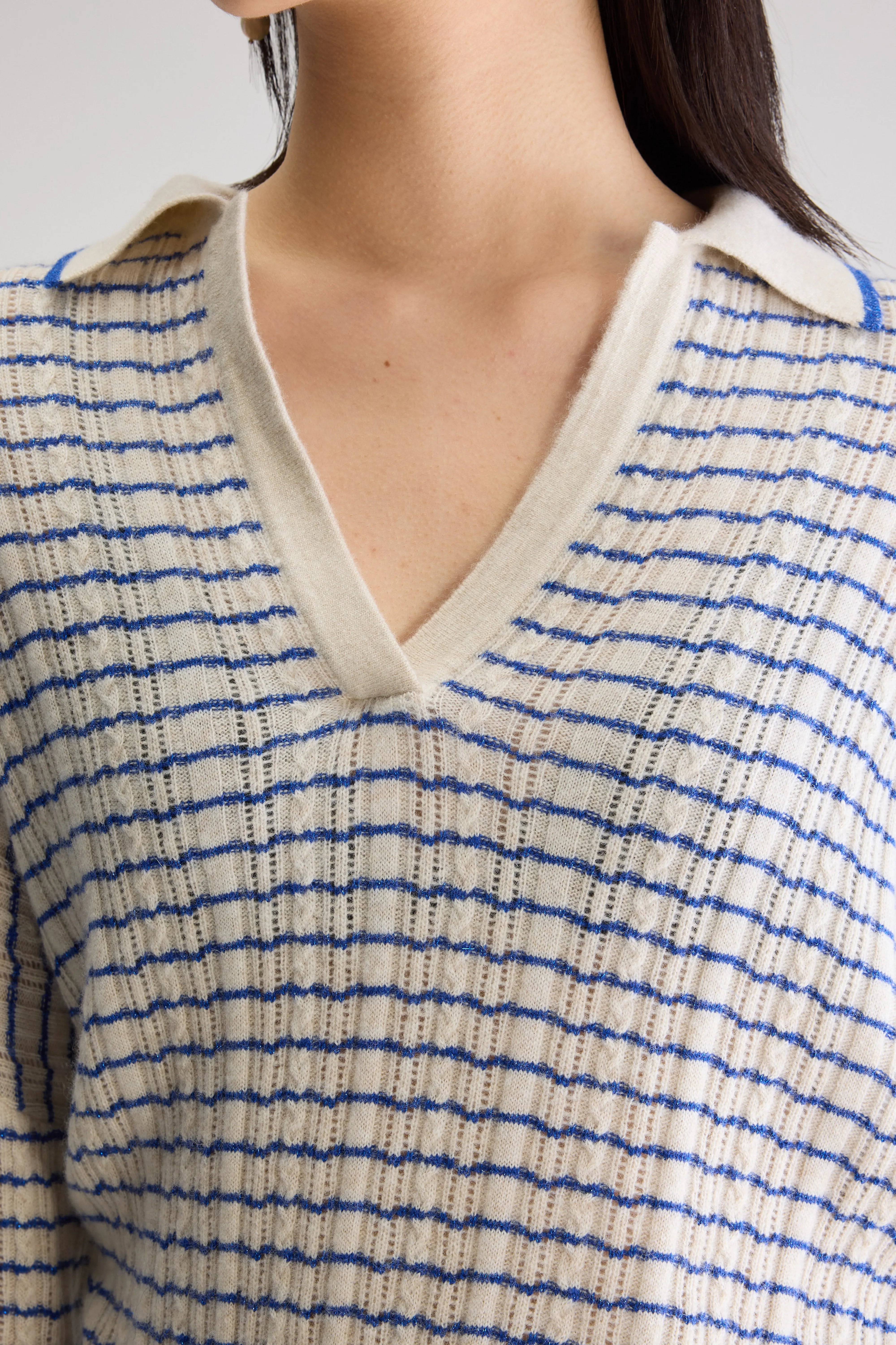 Aummi polo-collar sweater (251 / W / STRIPE A)