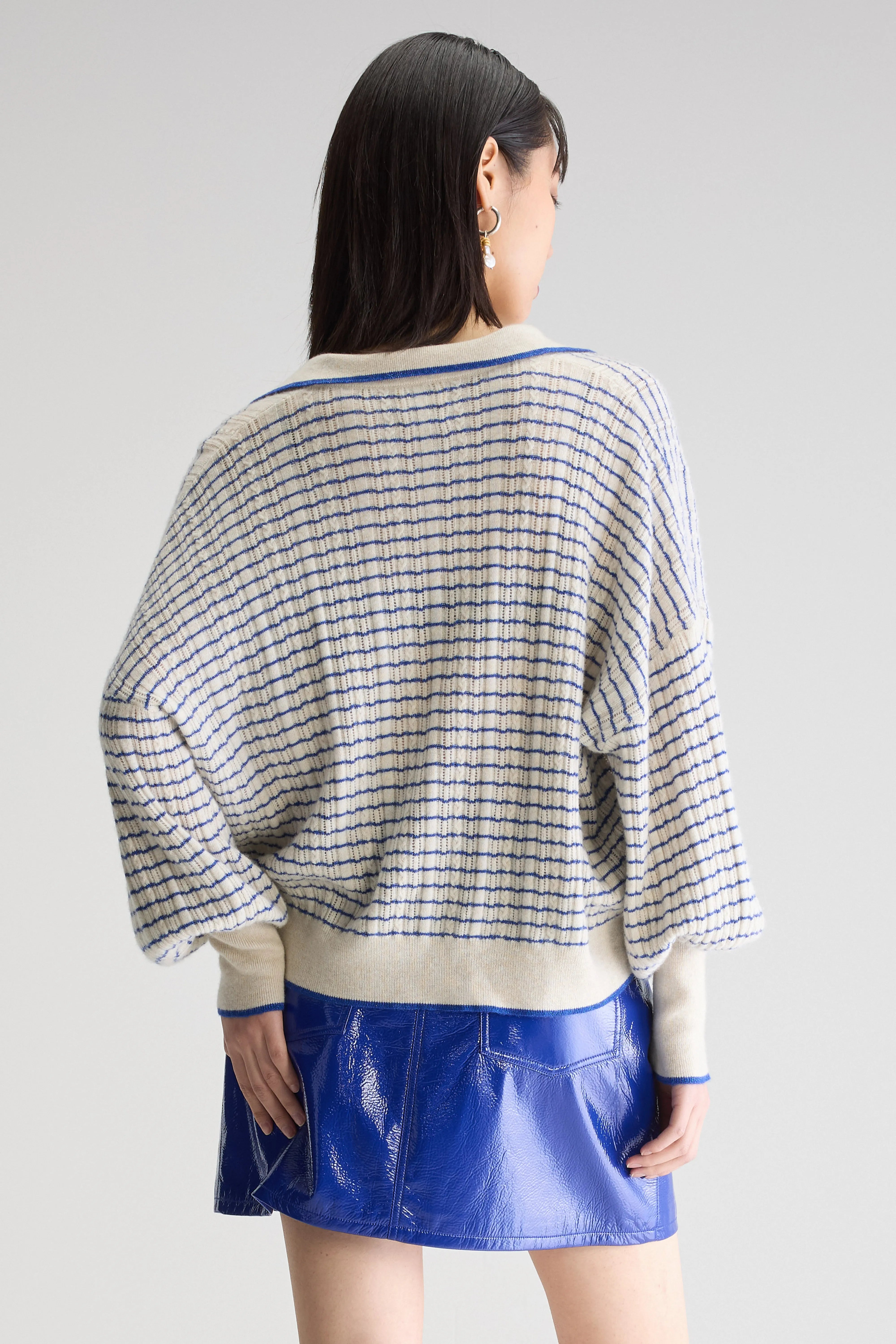 Aummi Polo-collar Sweater - Calcaire / Lazuli For Women | Bellerose