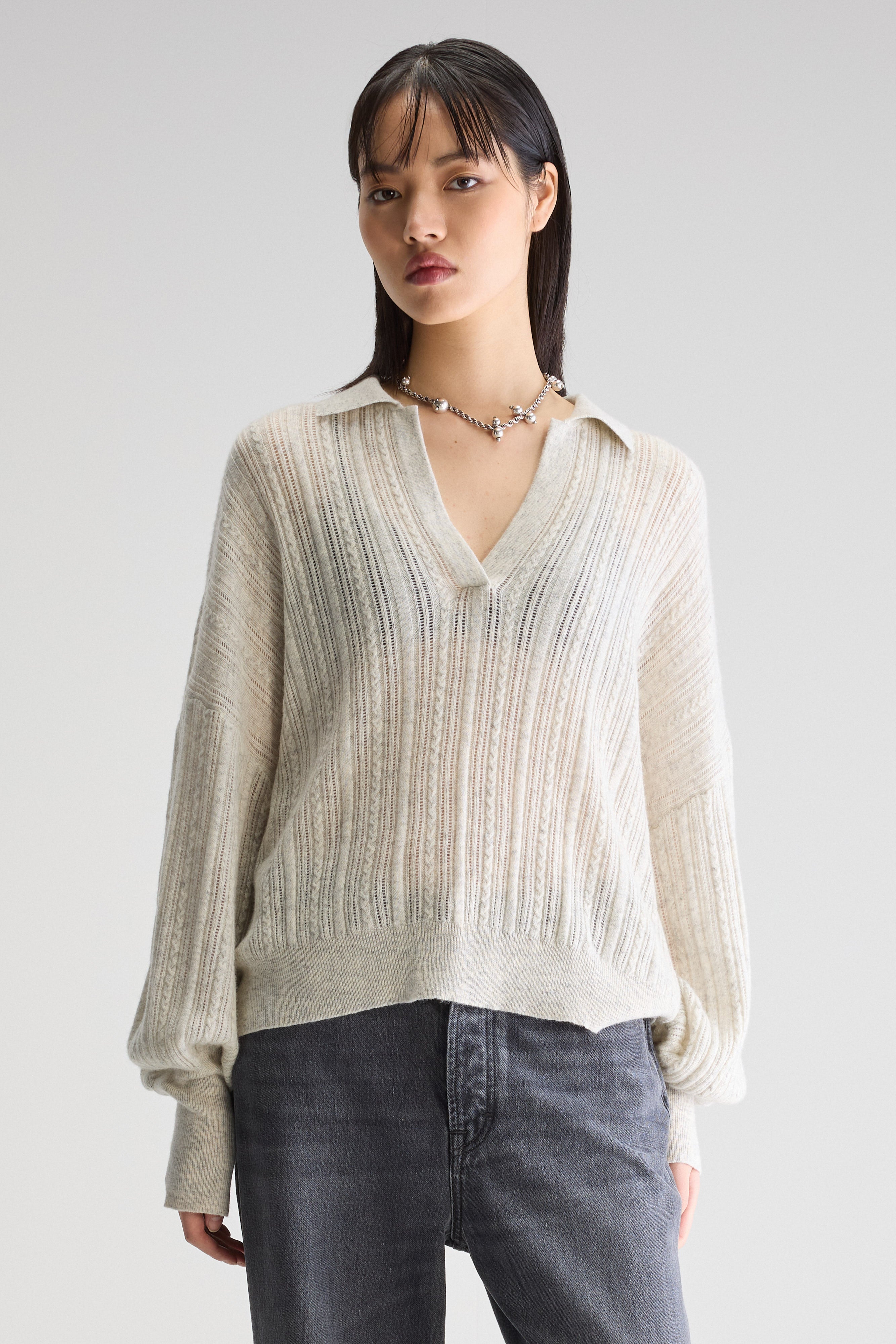 Aummi Polo-collar Sweater - Oyster For Women | Bellerose