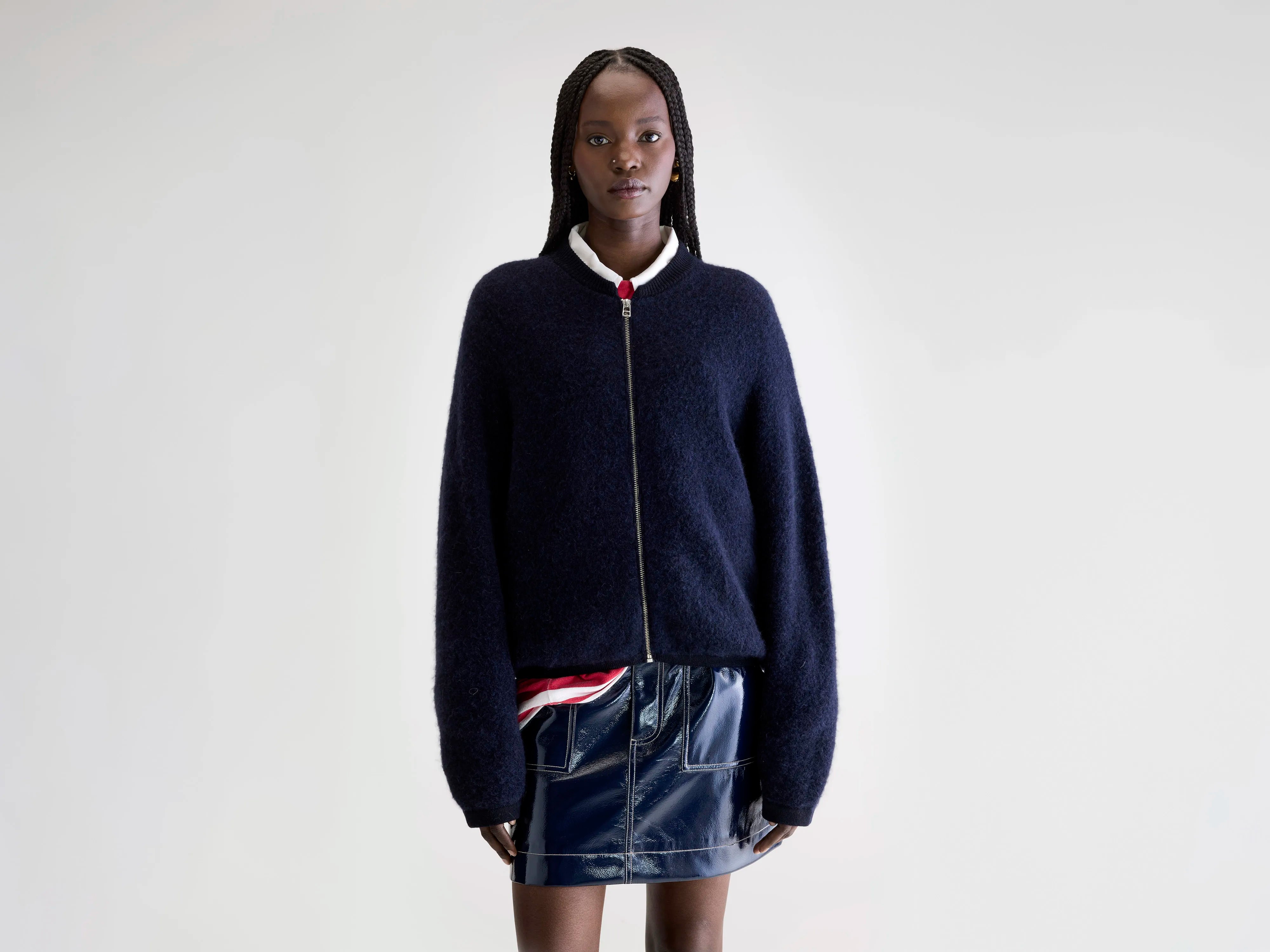 Asedi zip-up cardigan (252 / W / NAVY)