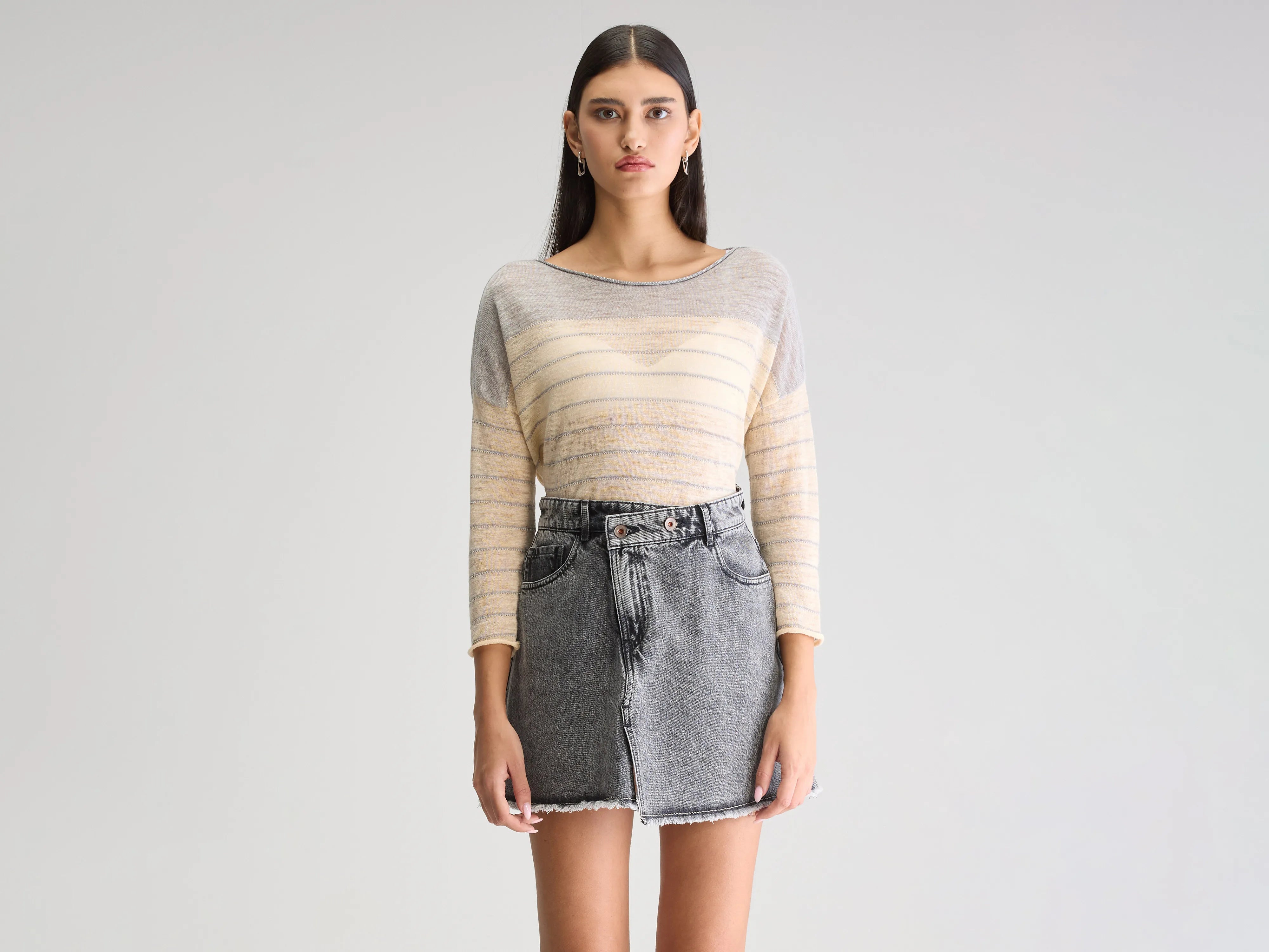 Neep boat-neck sweater (251 / W / STRIPE A)