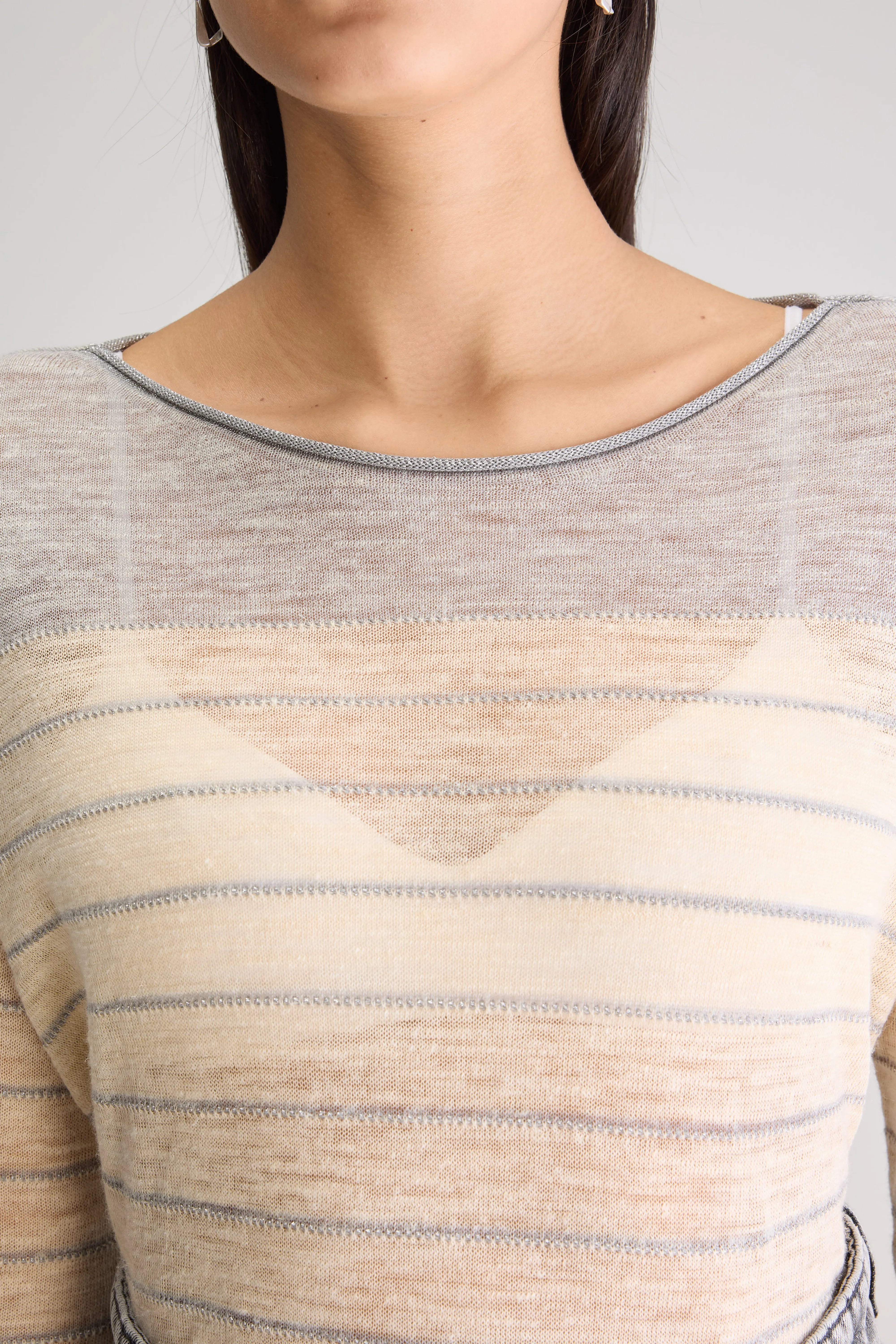 Neep boat-neck sweater (251 / W / STRIPE A)