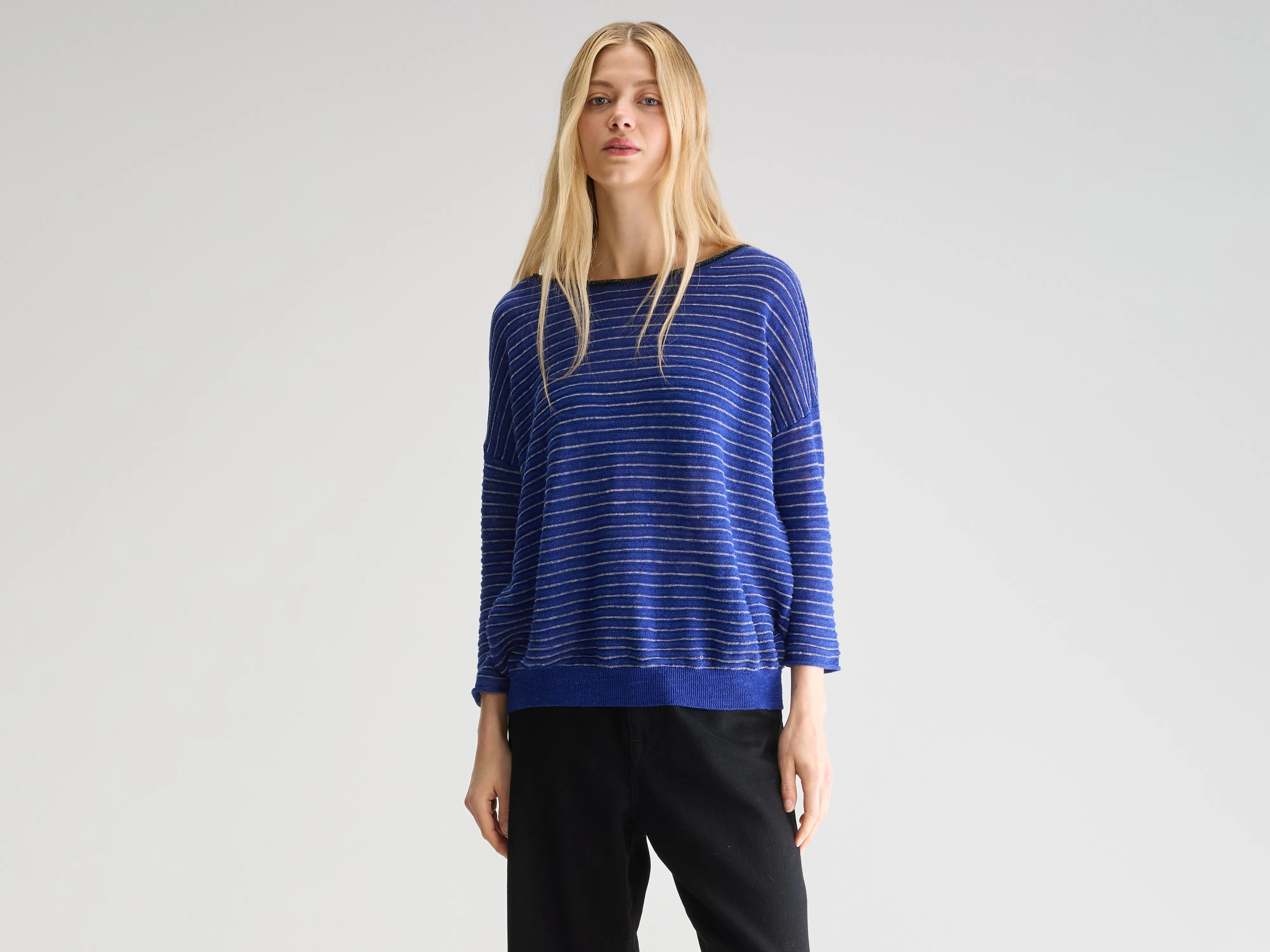 Neep boat-neck sweater (251 / W / STRIPE A)