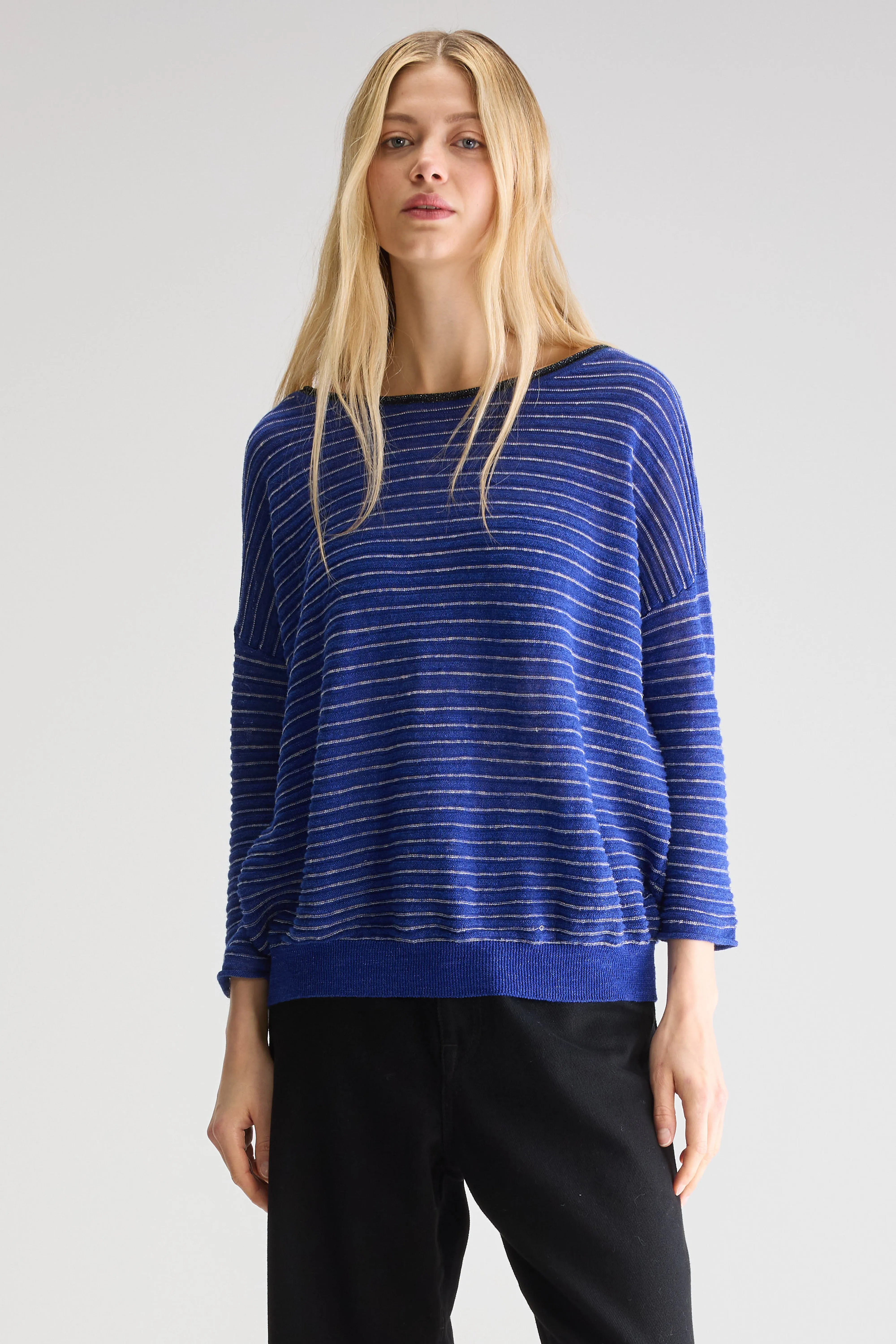 Pull Col Bateau Neep - Blueworker / Light rose / Navy Pour Femme | Bellerose