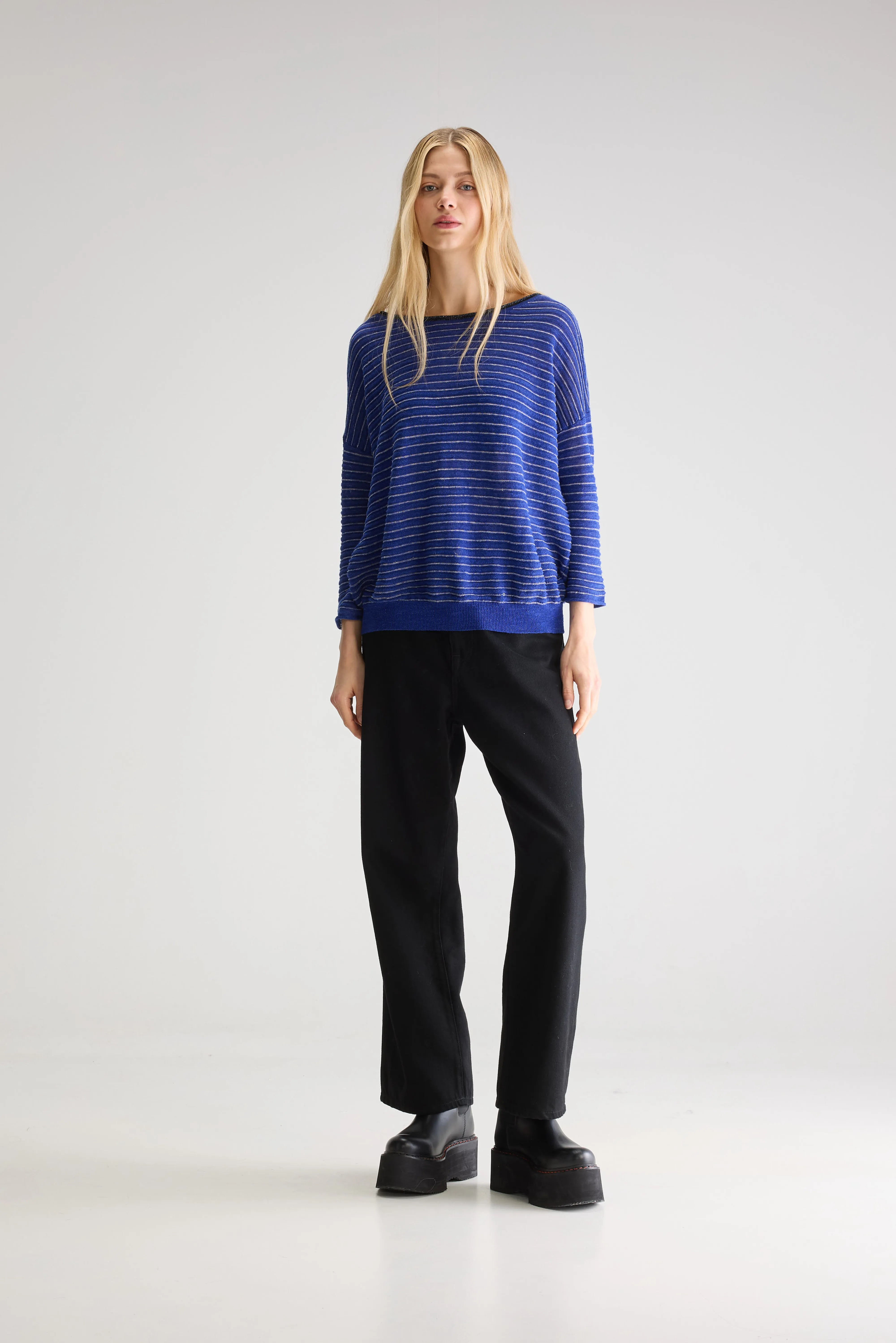 Pull Col Bateau Neep - Blueworker / Light rose / Navy Pour Femme | Bellerose