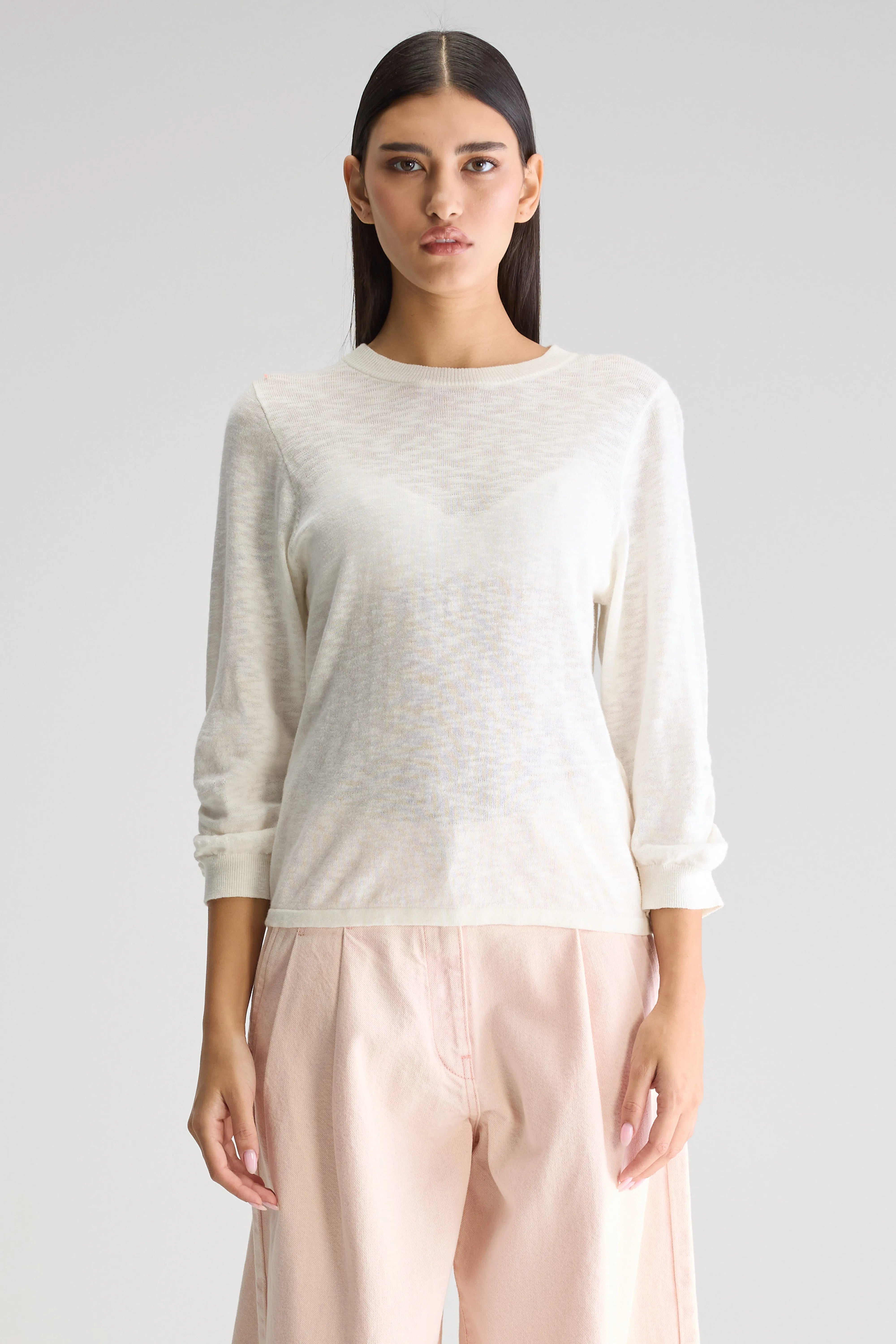 Pull Col Rond Atta - Ecru Pour Femme | Bellerose