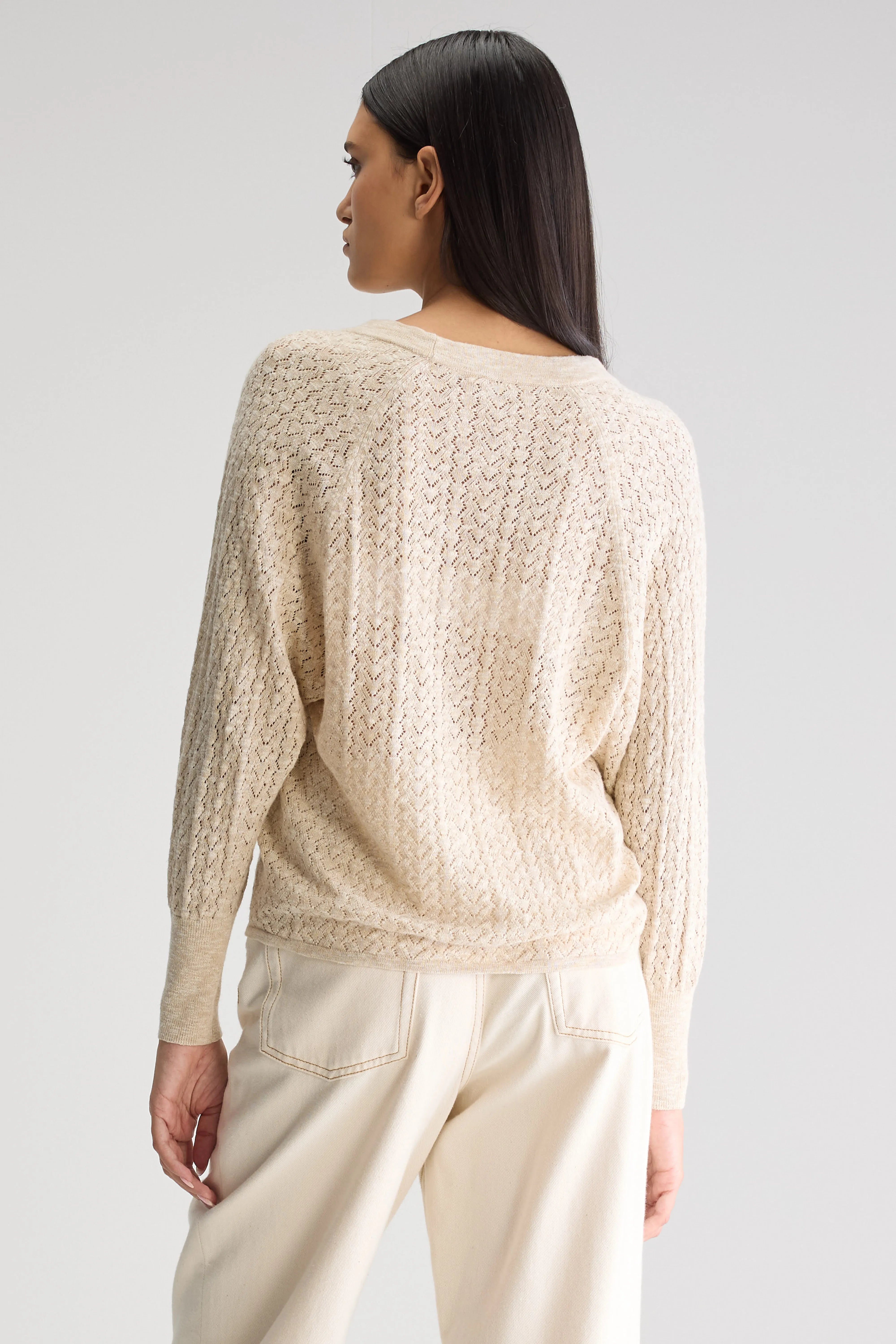 Cardigan Col V Attin - Beige melange Pour Femme | Bellerose