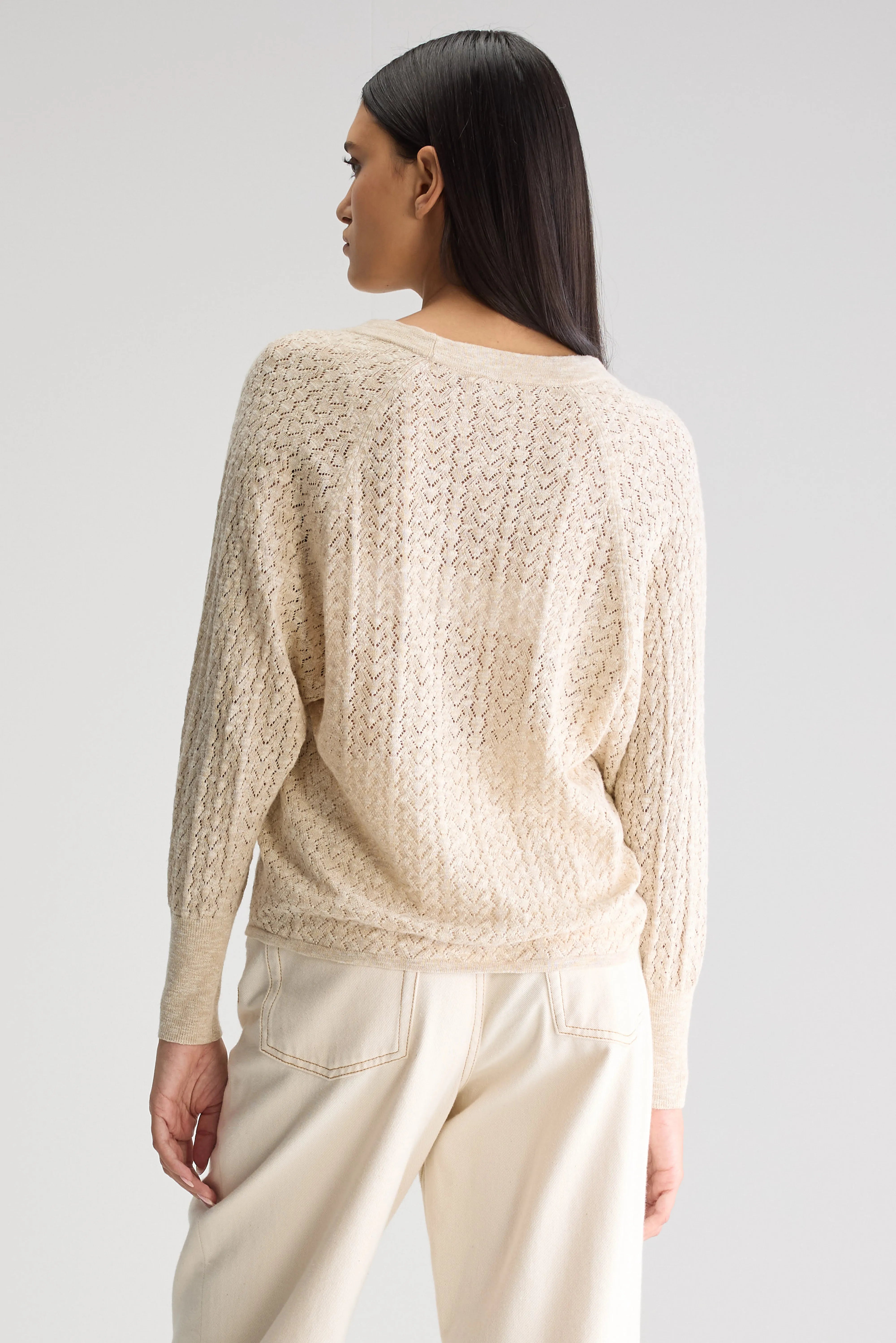 Attin V-neck Cardigan - Beige melange For Women | Bellerose