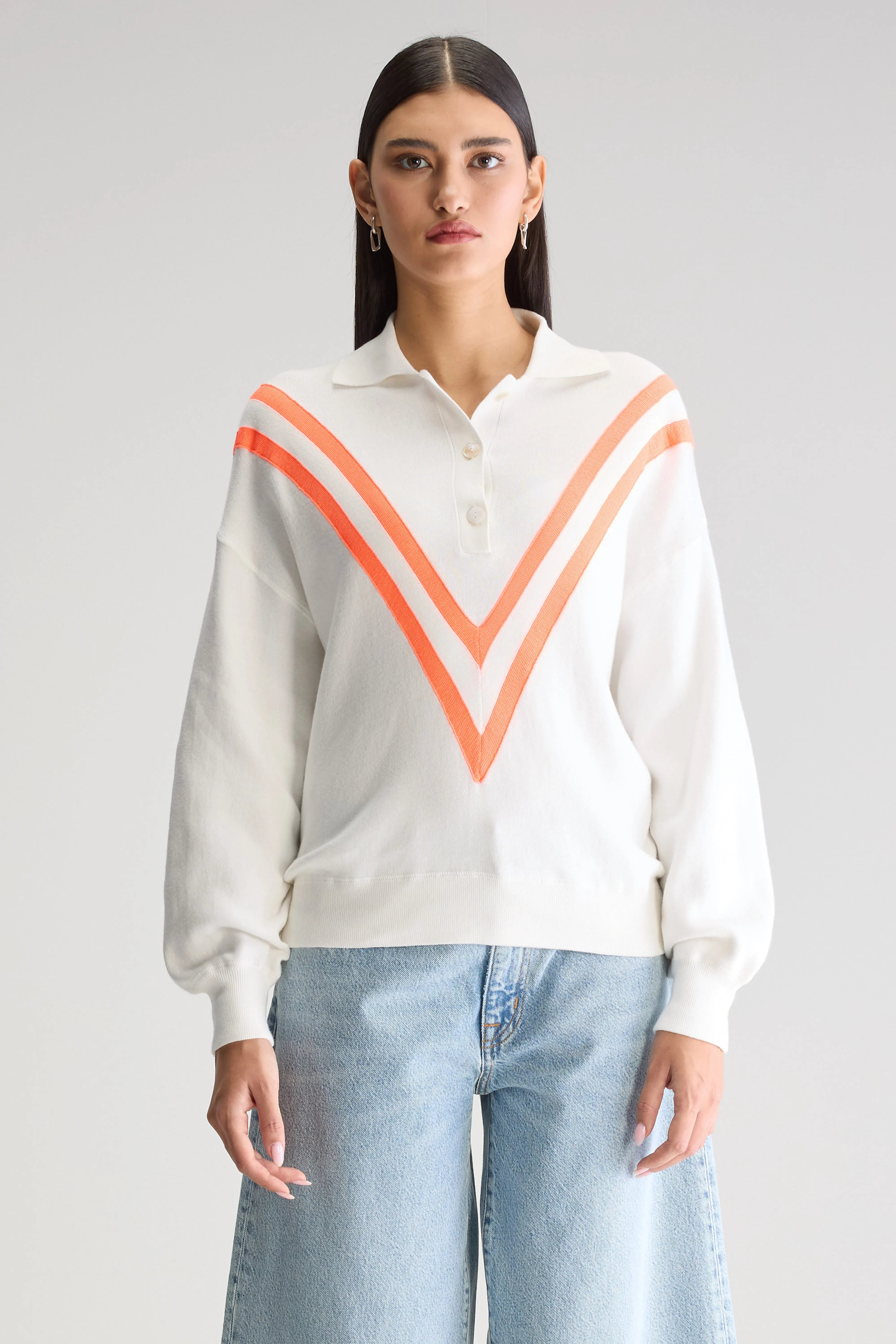 Pull Col Polo Angvel - Exotic / Vintage white Pour Femme | Bellerose