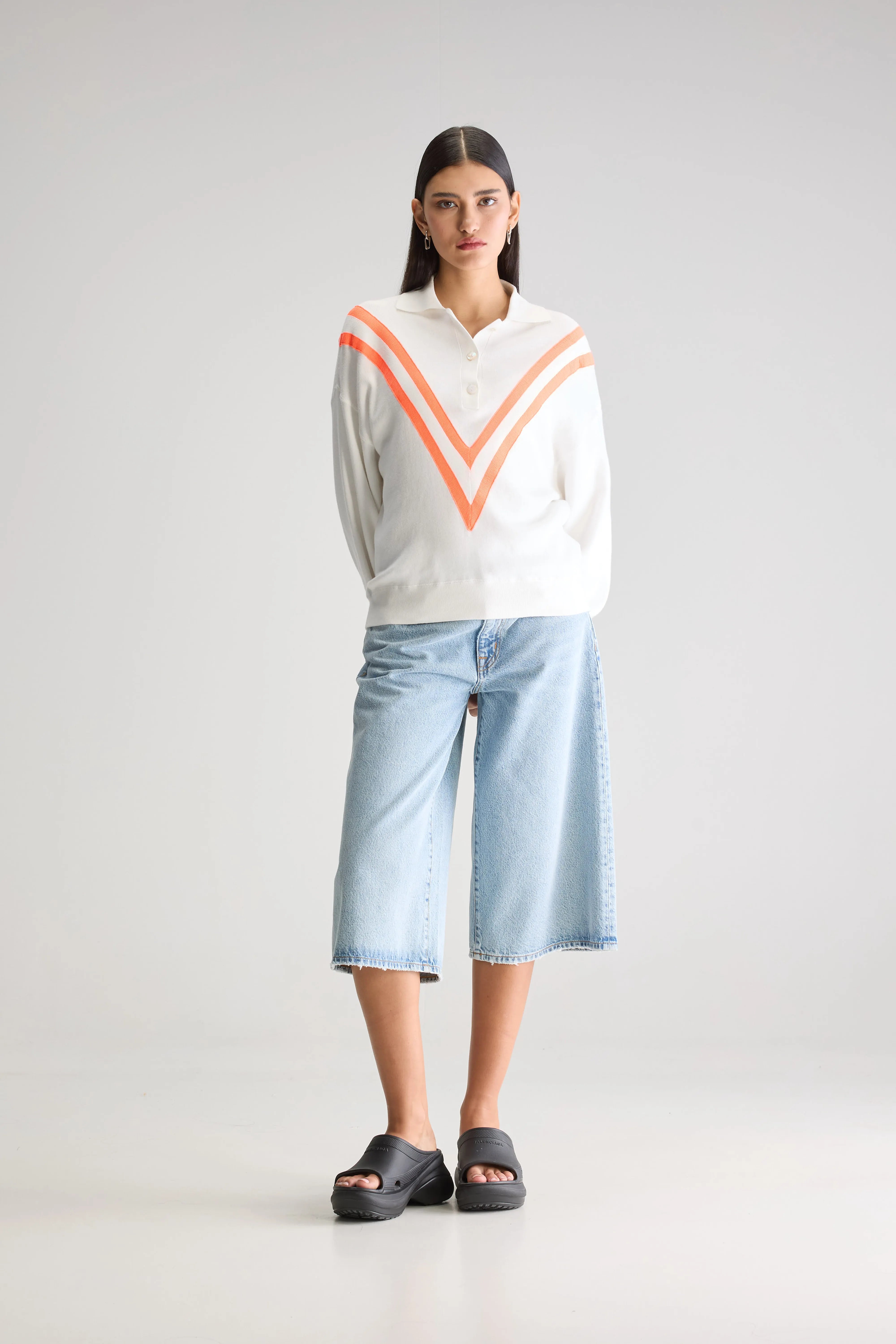 Pull Col Polo Angvel - Exotic / Vintage white Pour Femme | Bellerose