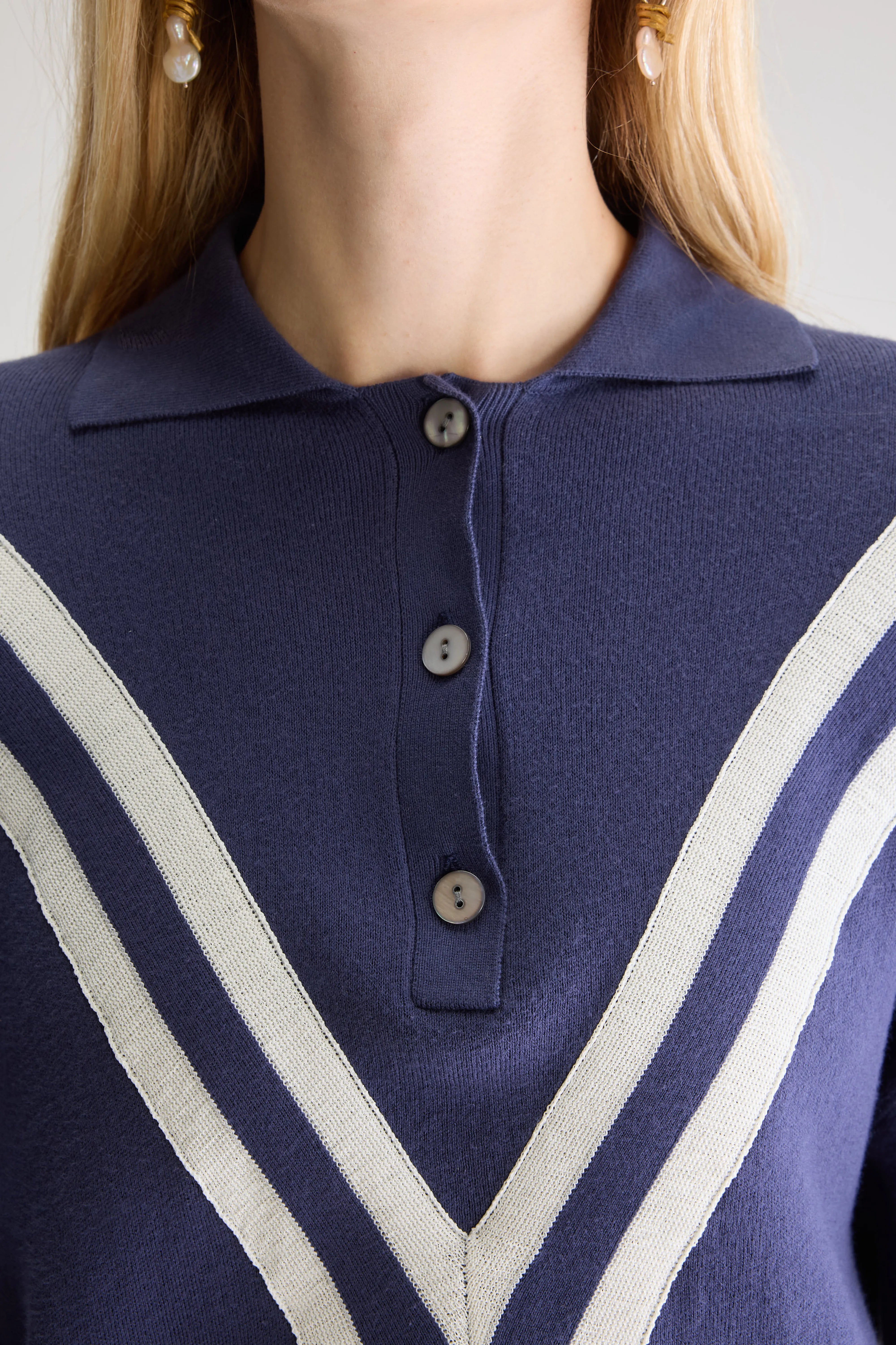 Pull Col Polo Angvel - Blue nights / Natural Pour Femme | Bellerose