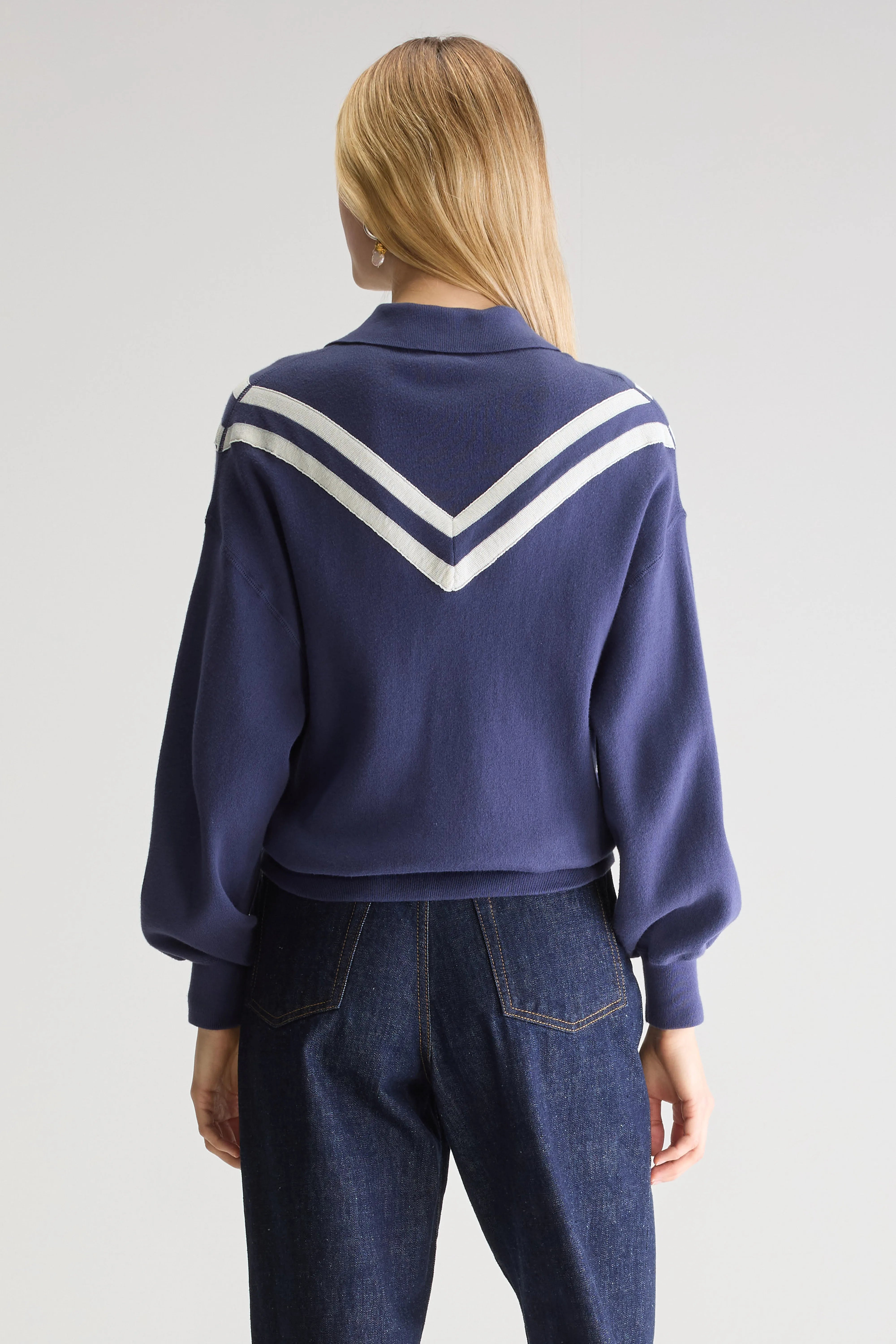 Pull Col Polo Angvel - Blue nights / Natural Pour Femme | Bellerose