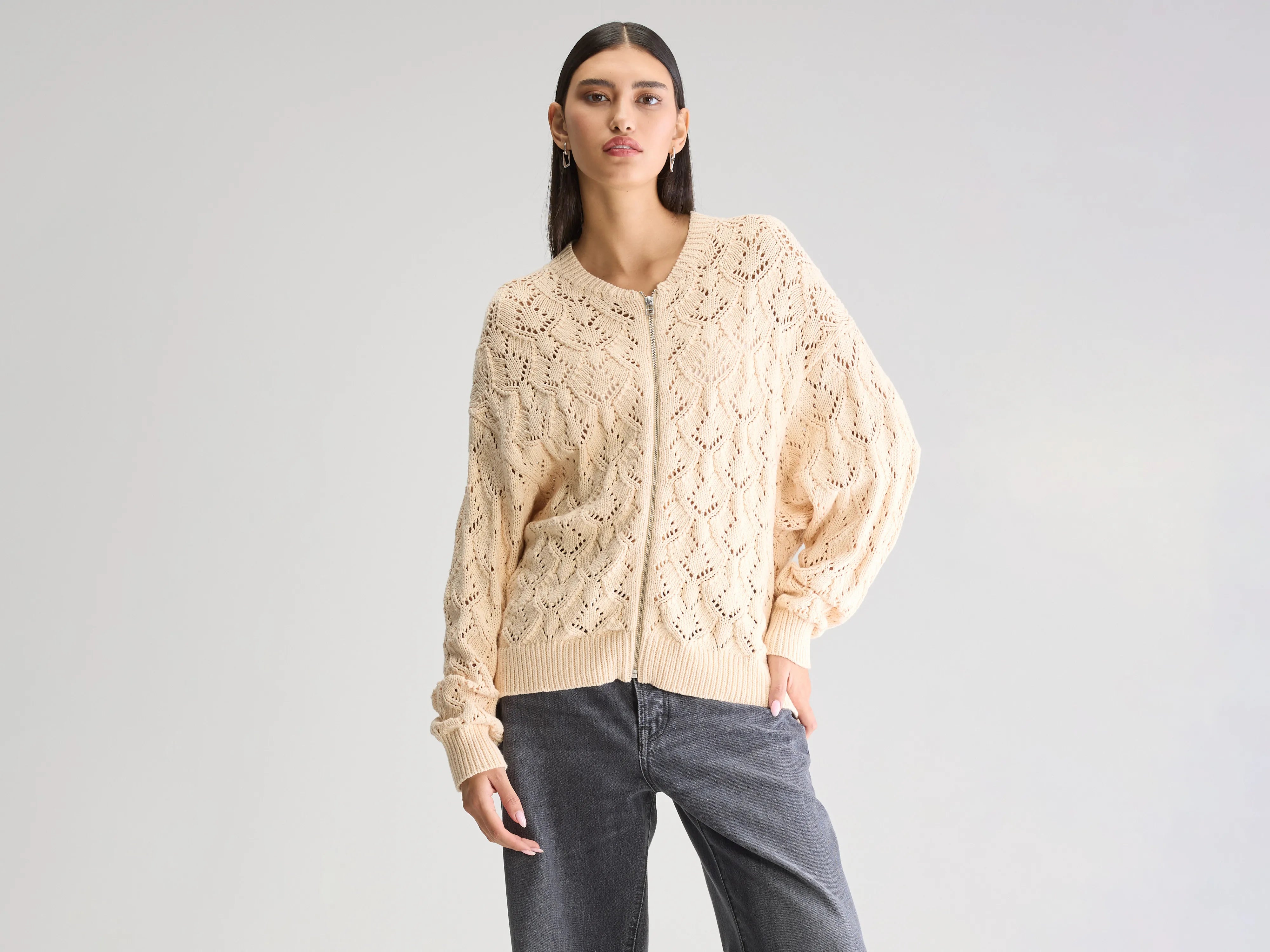 Allady zipped cardigan (251 / W / IVORY)