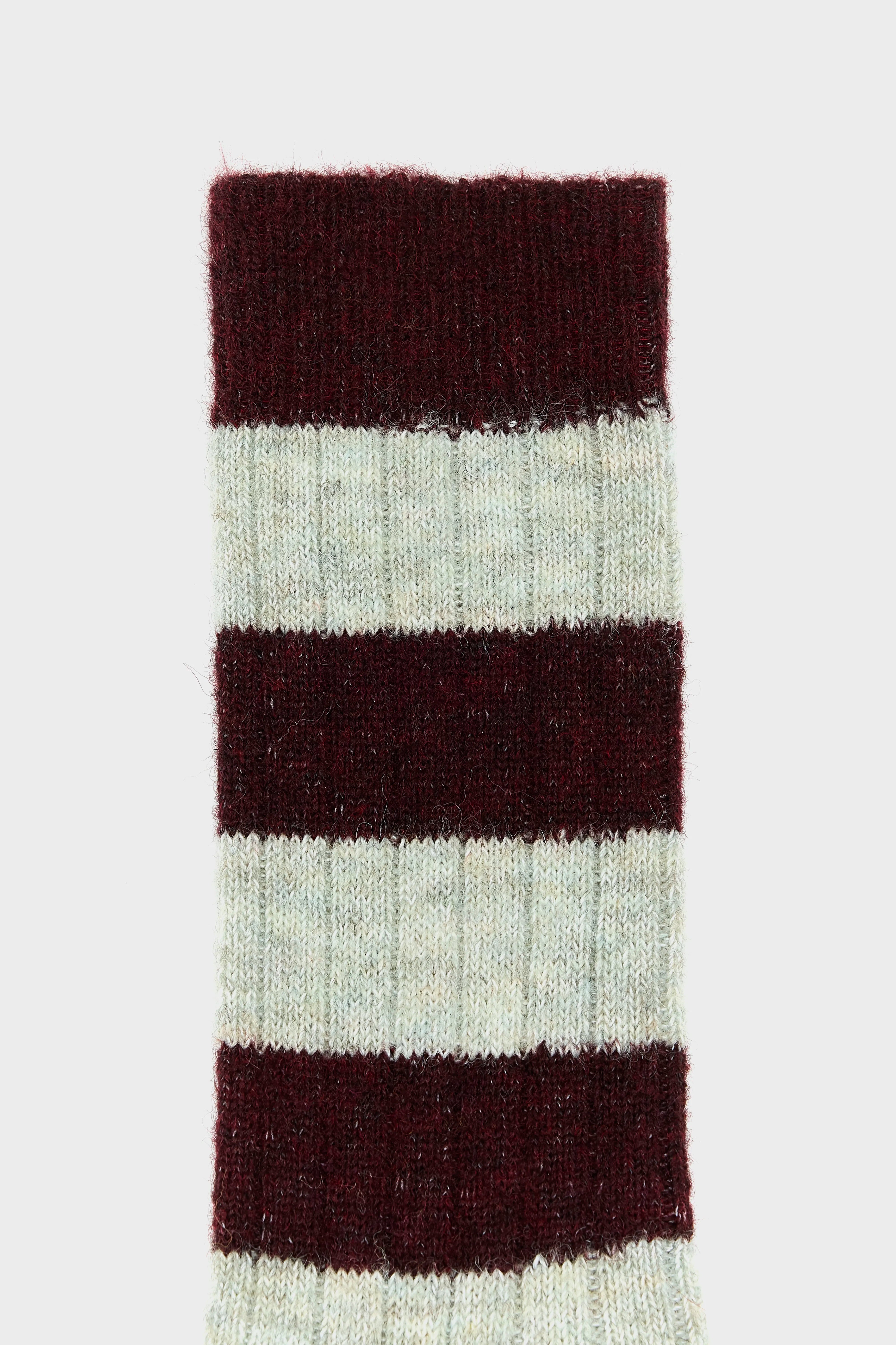 Chaussettes Rayées Bineau - Celadon / Wine Pour Femme | Bellerose