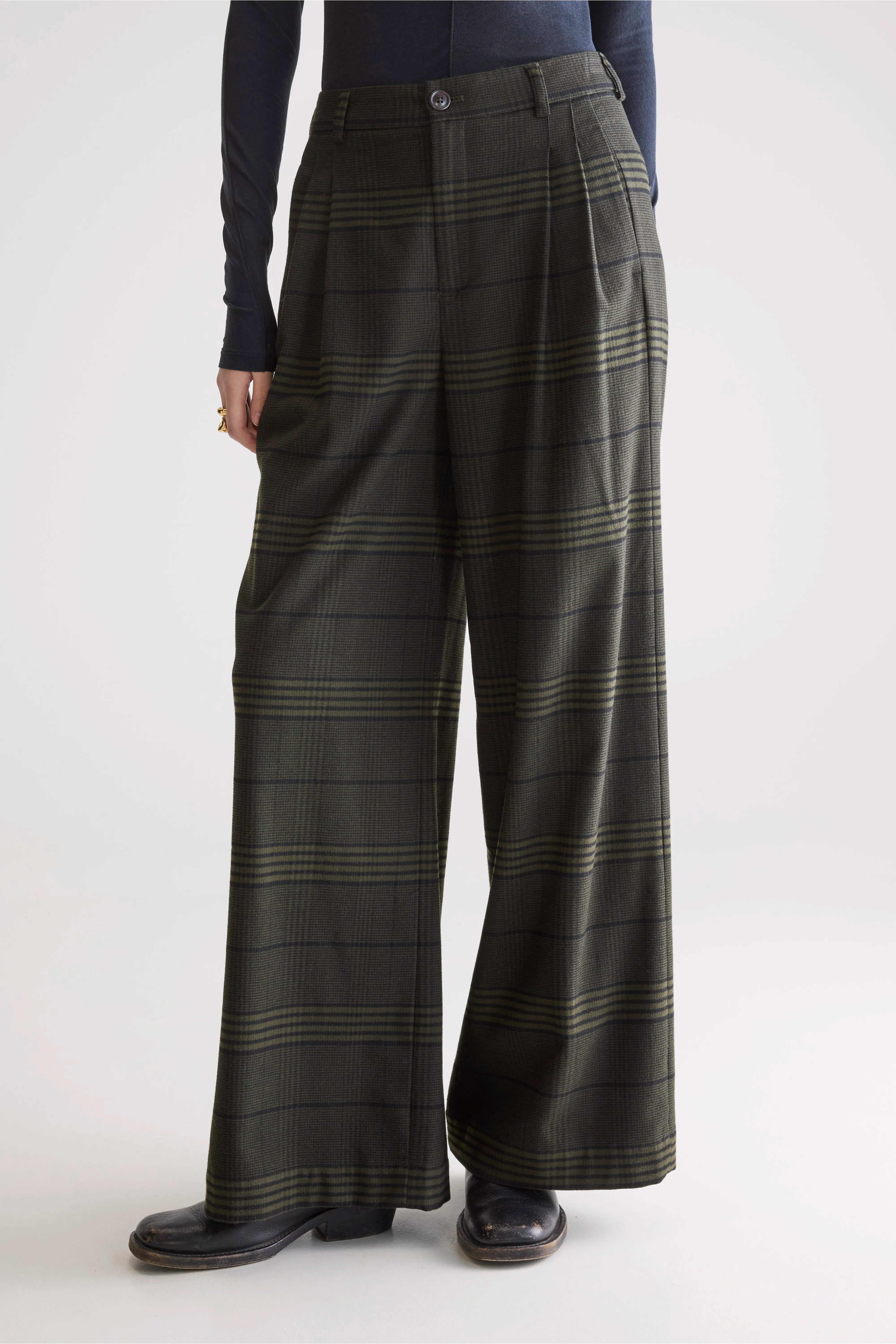 Volkert Wide Tailored Trousers - Check a For Women | Bellerose