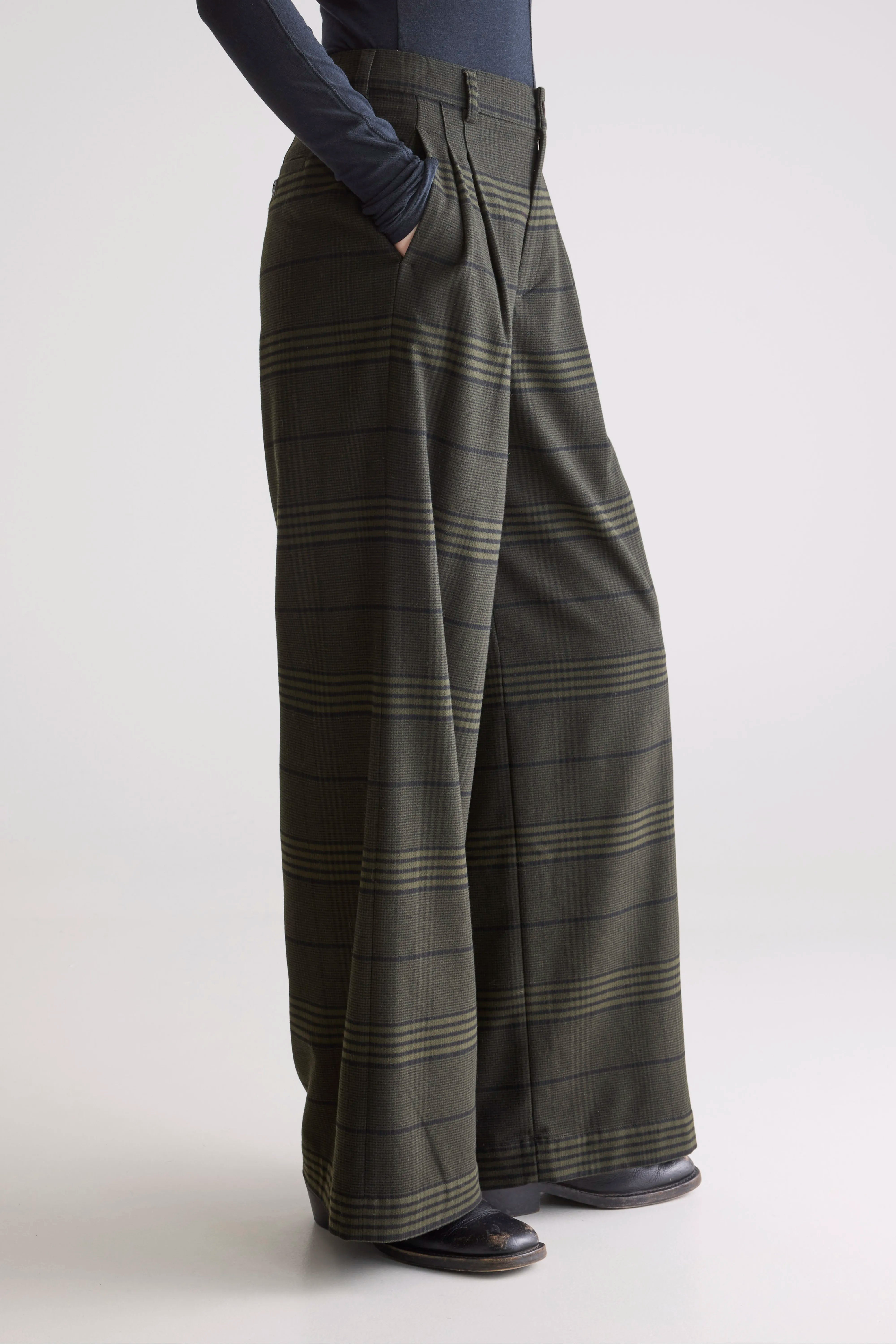 Volkert Wide Tailored Trousers - Check a For Women | Bellerose