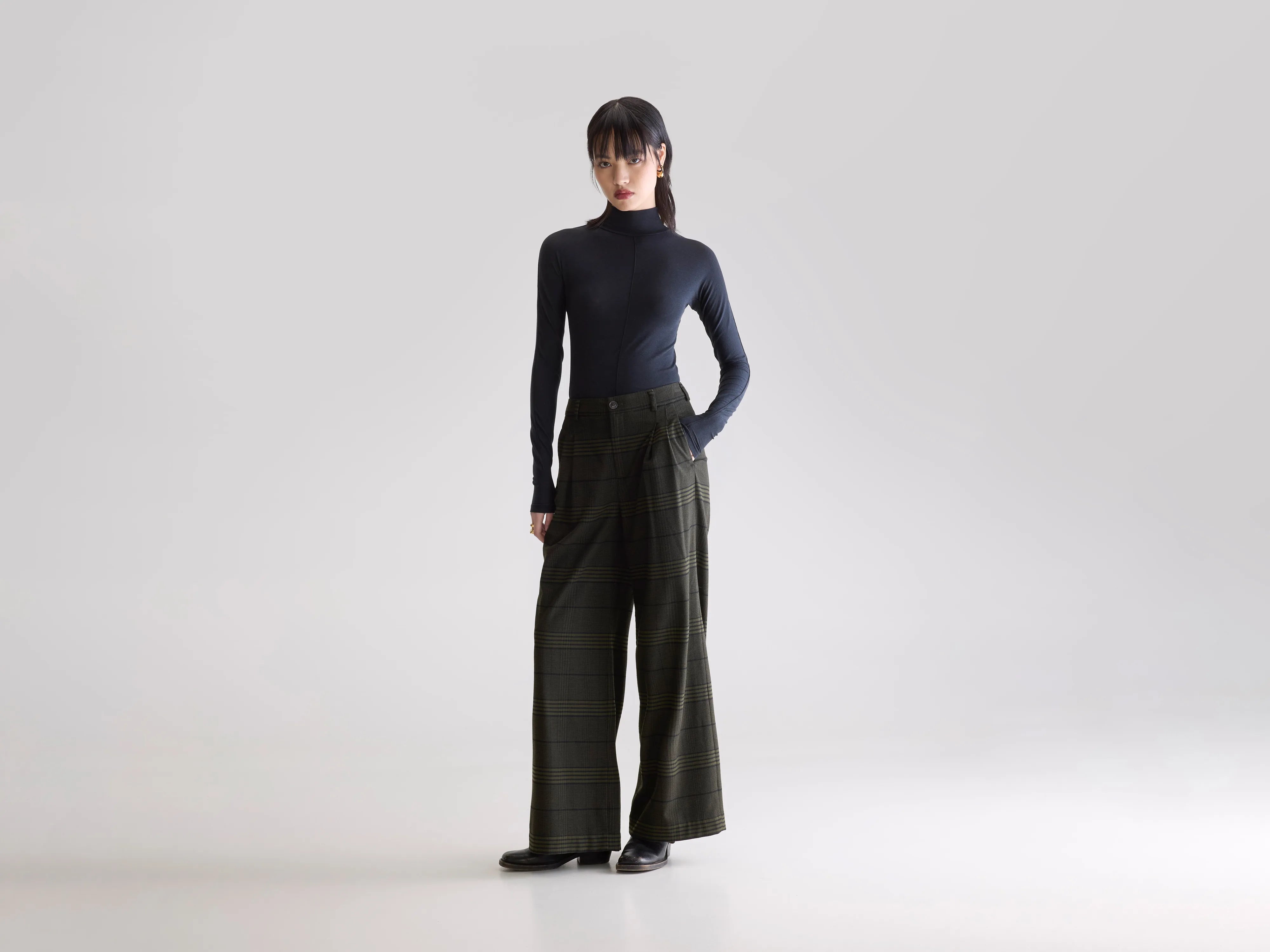 Volkert wijde hoge taille broek (252 / W / CHECK A)