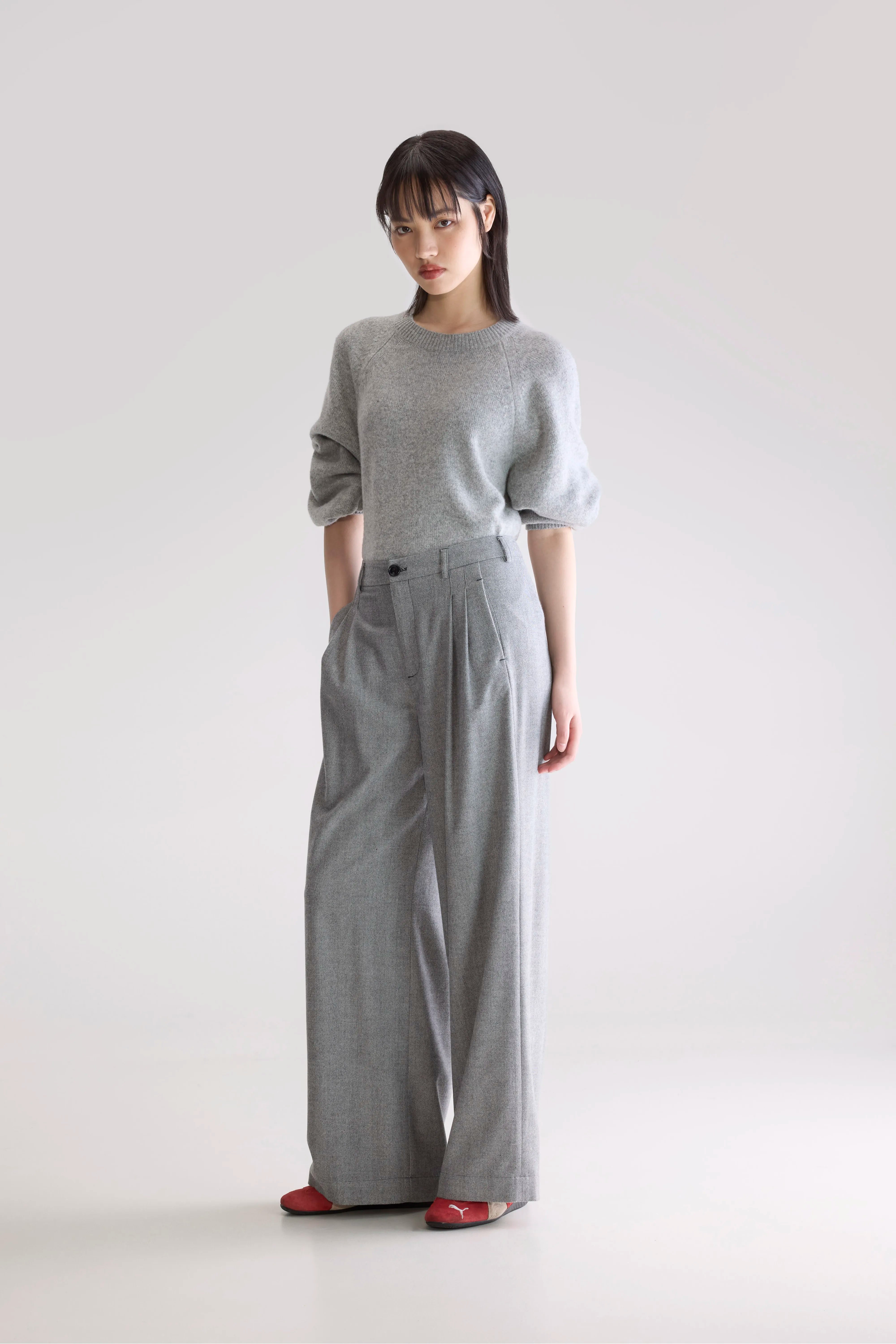 Volkert Wide Tailored Trousers - Mid grey For Women | Bellerose