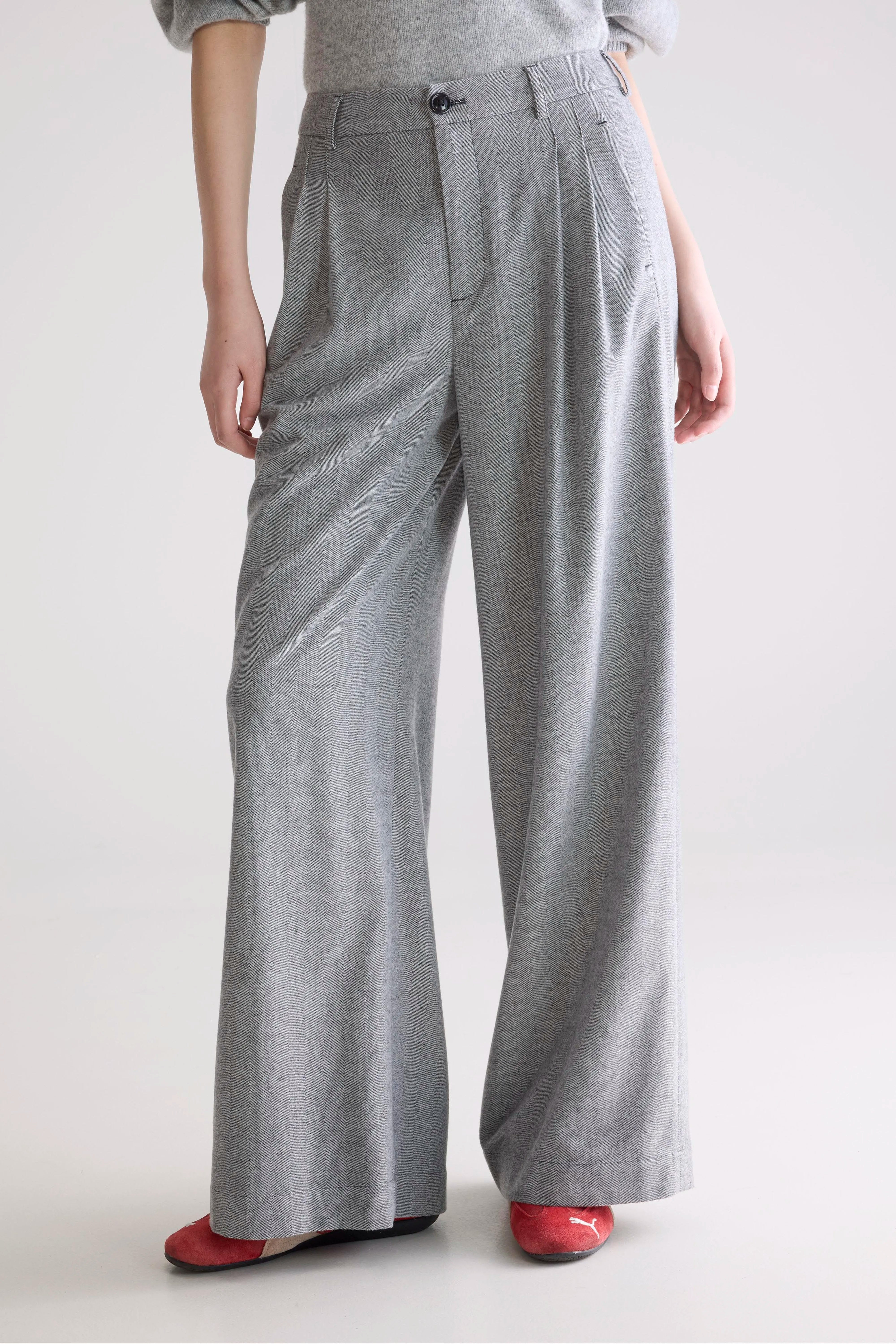 Volkert Wide Tailored Trousers - Mid grey For Women | Bellerose