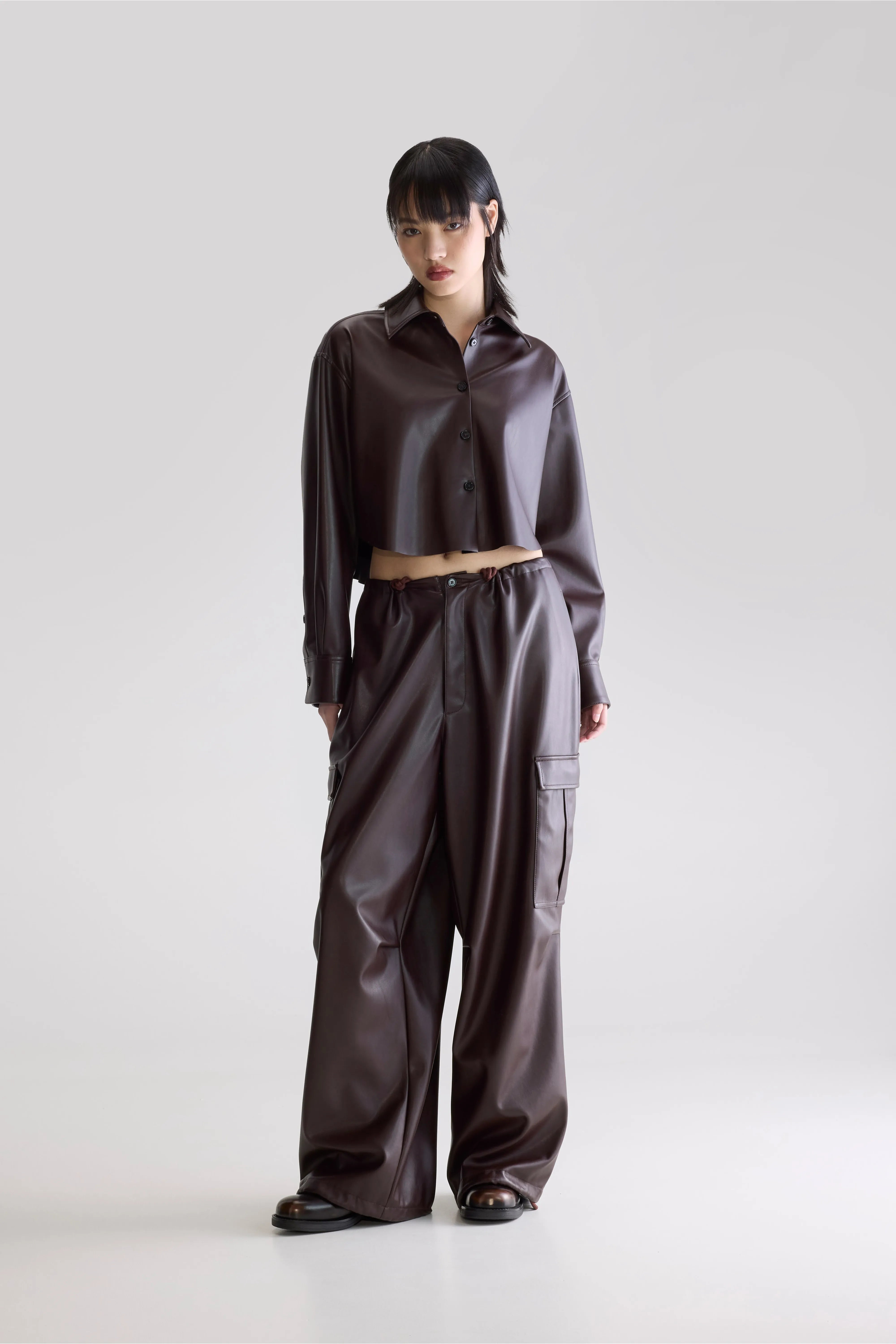 Jecko Baggy Broek In Imitatieleer - Ebene Voor Dames | Bellerose
