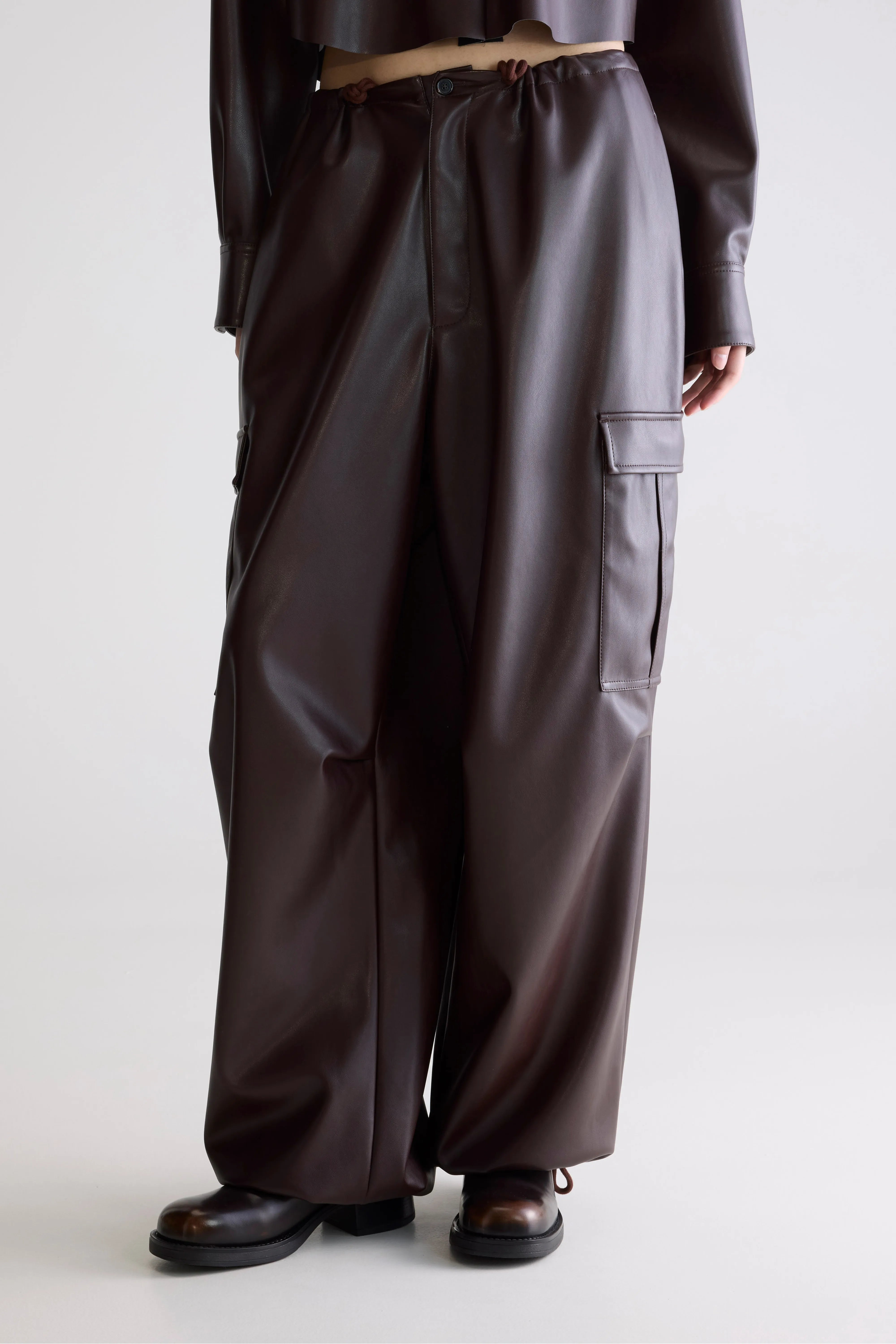 Jecko Baggy Broek In Imitatieleer - Ebene Voor Dames | Bellerose
