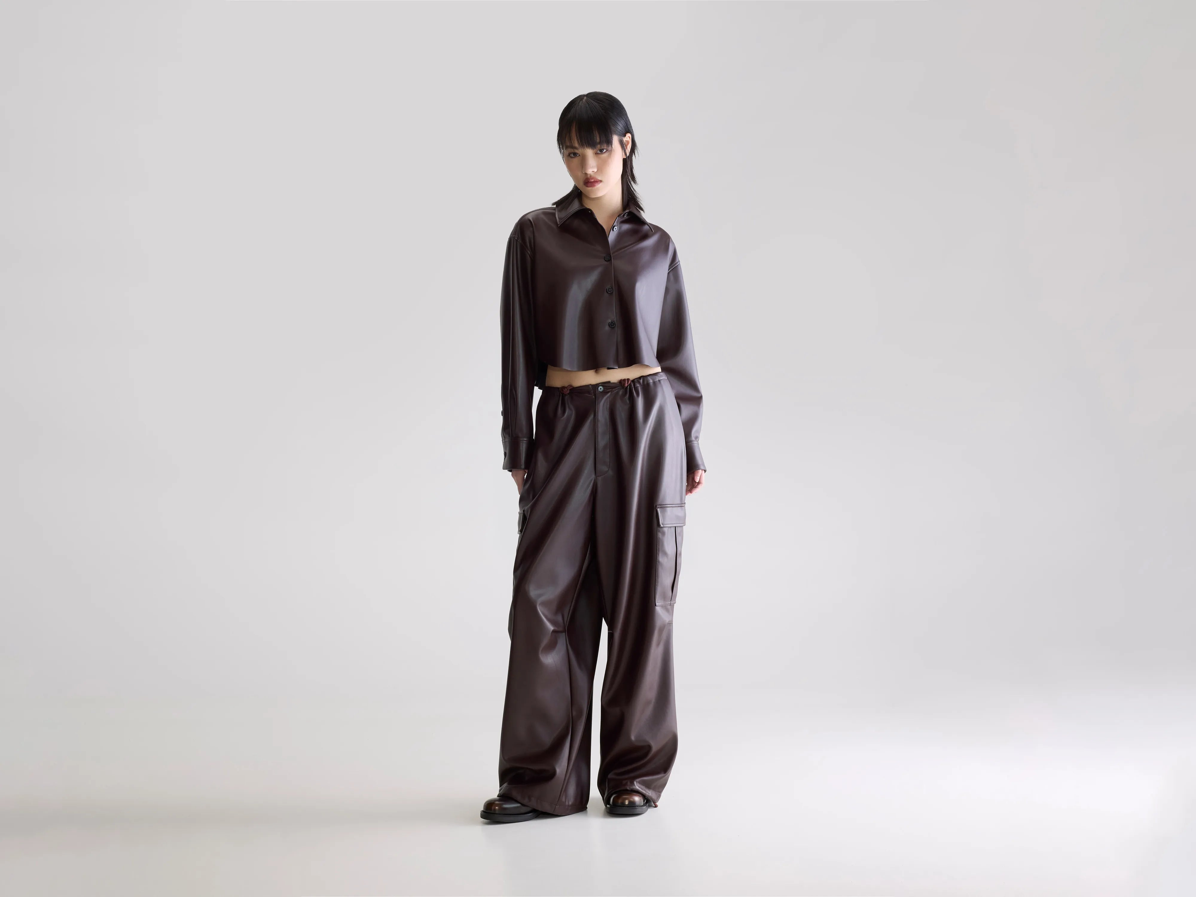 Jecko baggy broek in imitatieleer (252 / W / EBENE)
