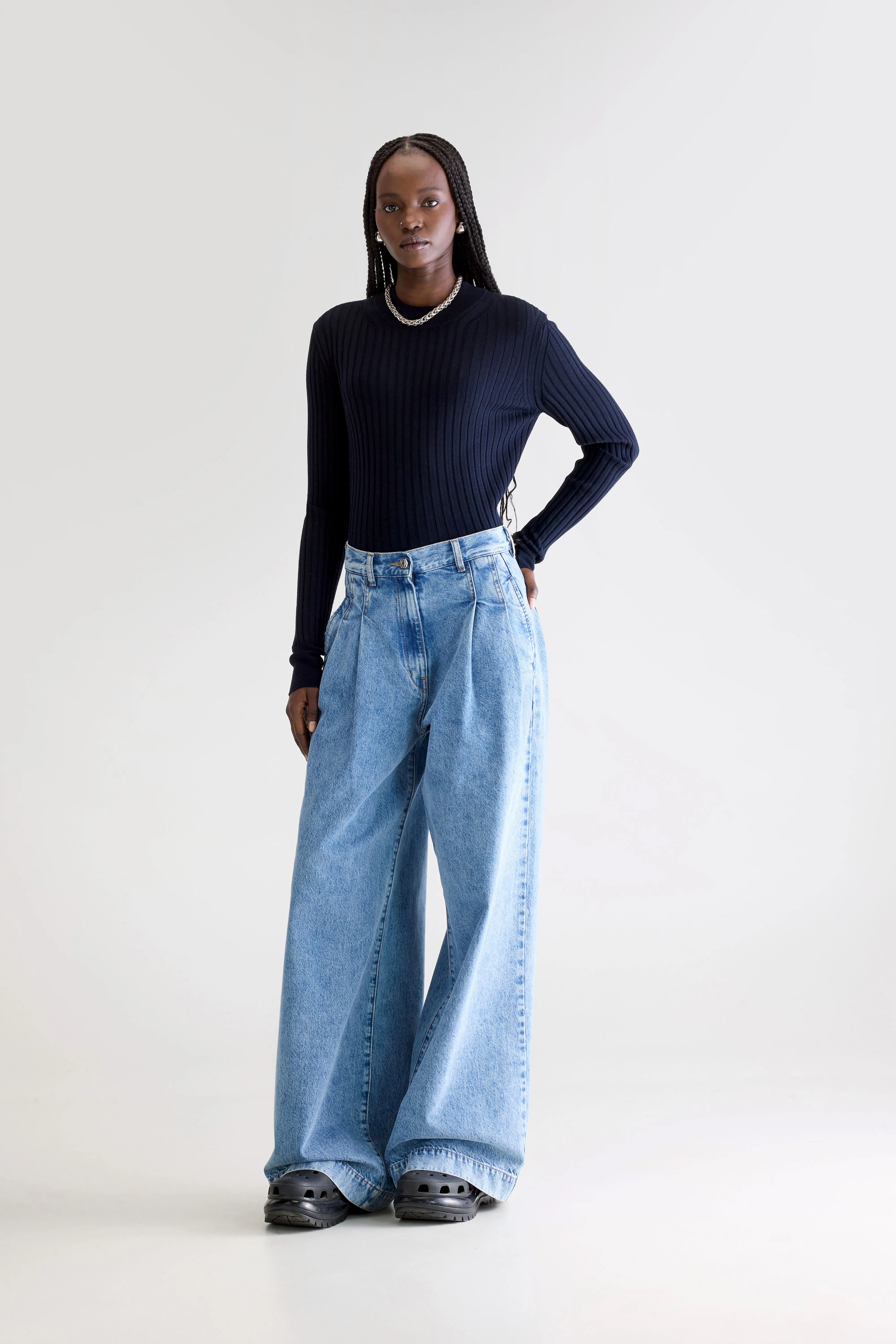Denim N. 74 Super Wijde Jeans - Stone blue Voor Dames | Bellerose