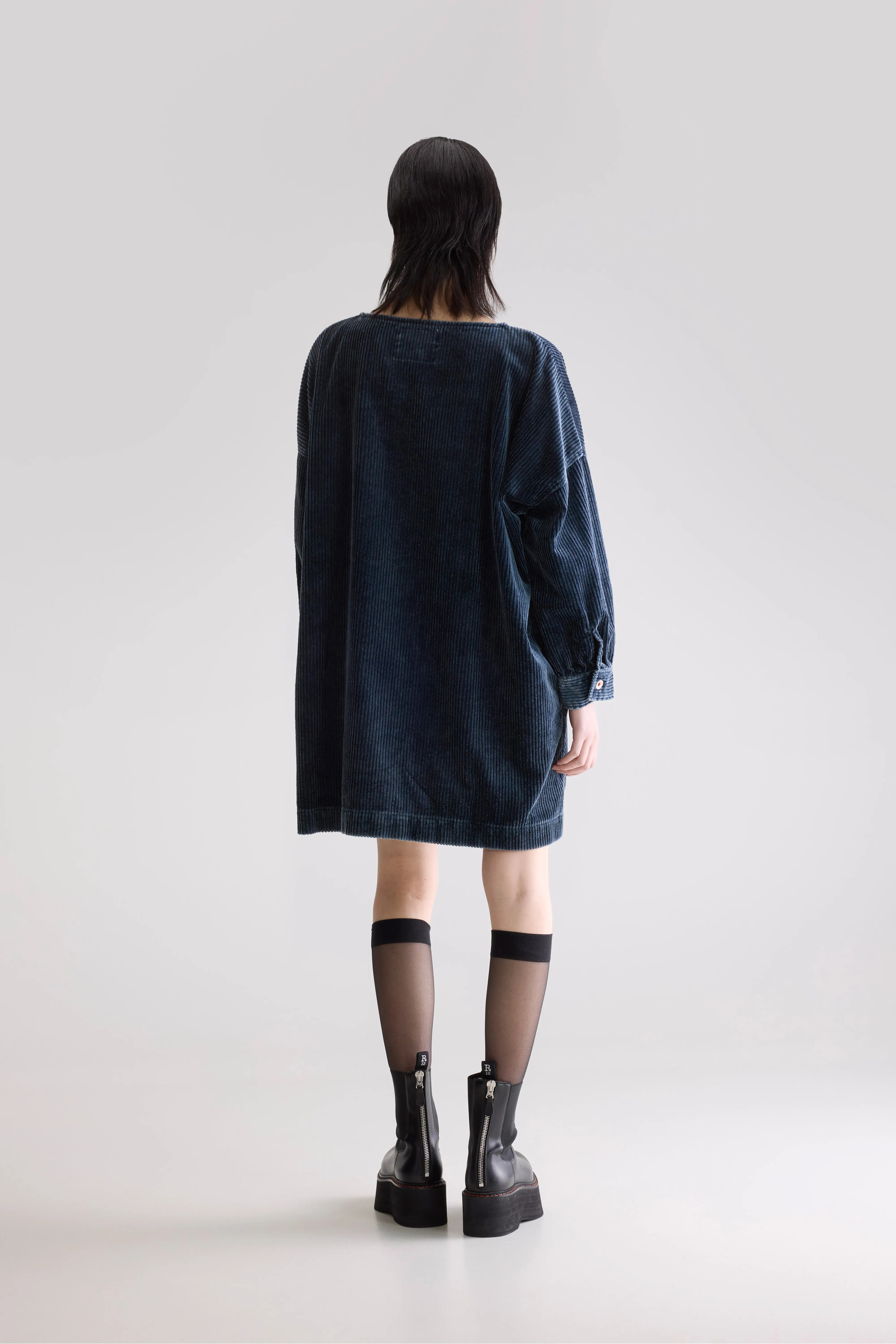 Past Wijde Corduroy Jurk - Black blue Voor Dames | Bellerose